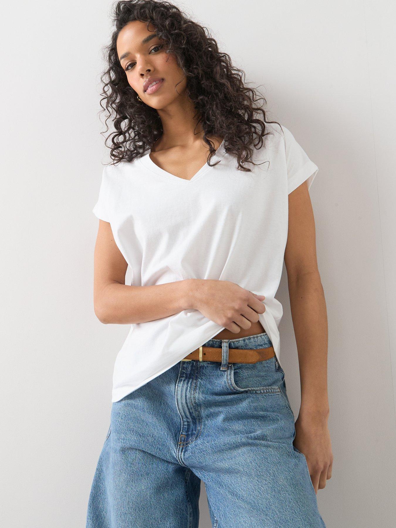 Image 1 of 6 of The Very Collection V-Neck T-Shirt - White