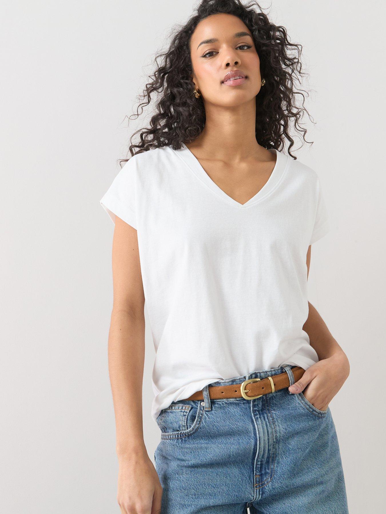 Image 6 of 6 of The Very Collection V-Neck T-Shirt - White