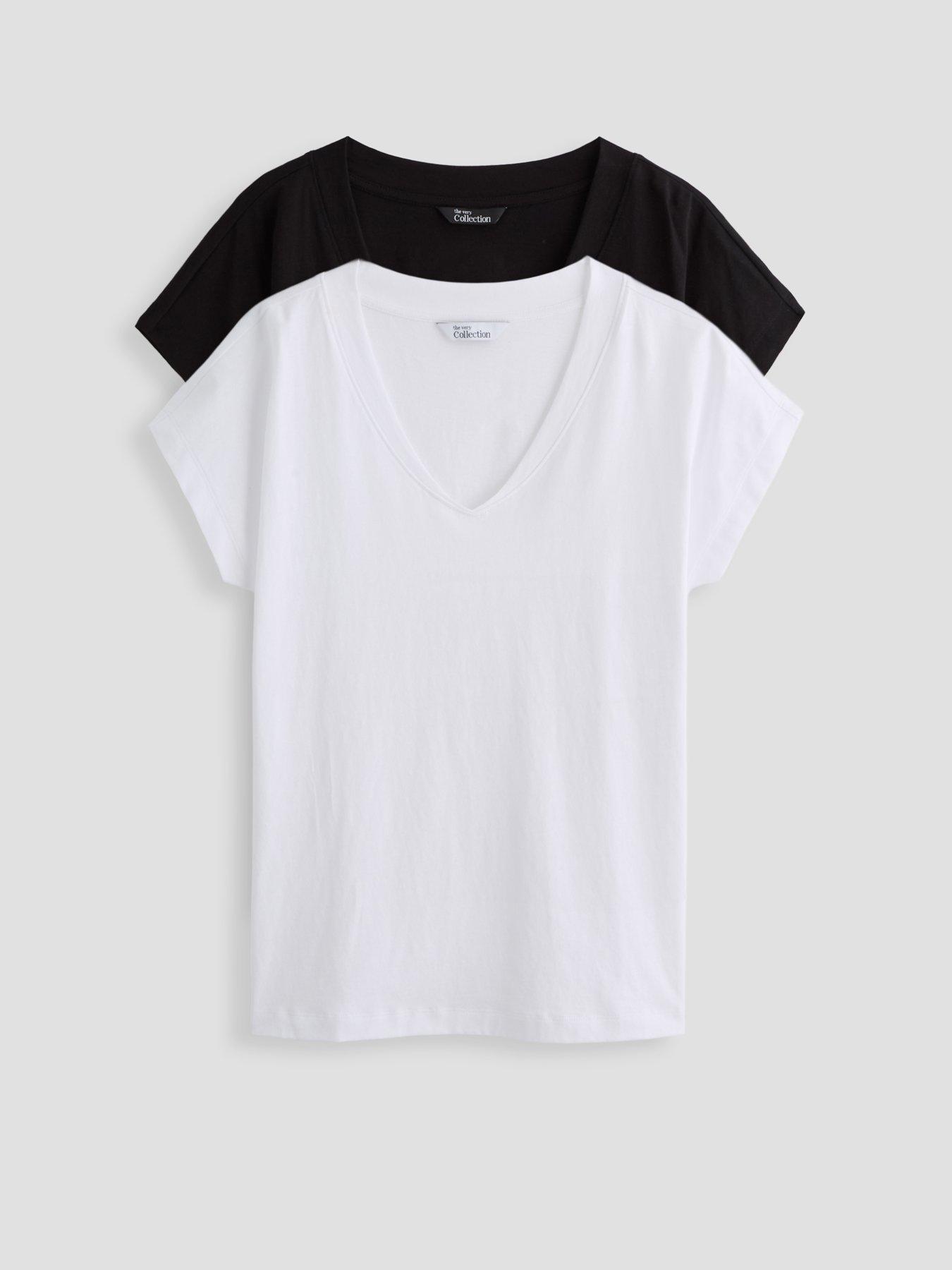 The Very Collection 2 Pack V-Neck T-Shirt - Black/White