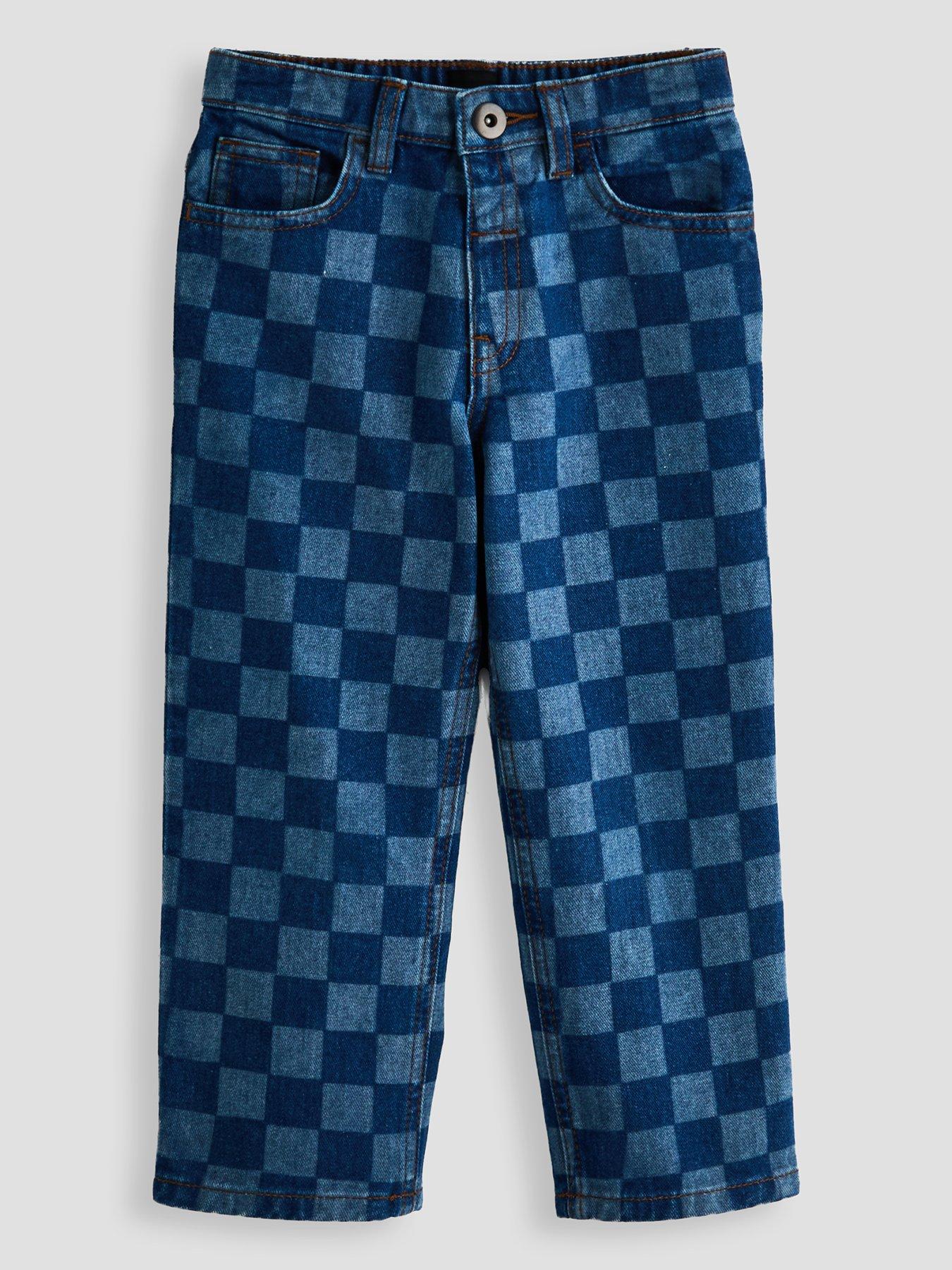 The Very Collection Boys Checkerboard Jeans - Navy