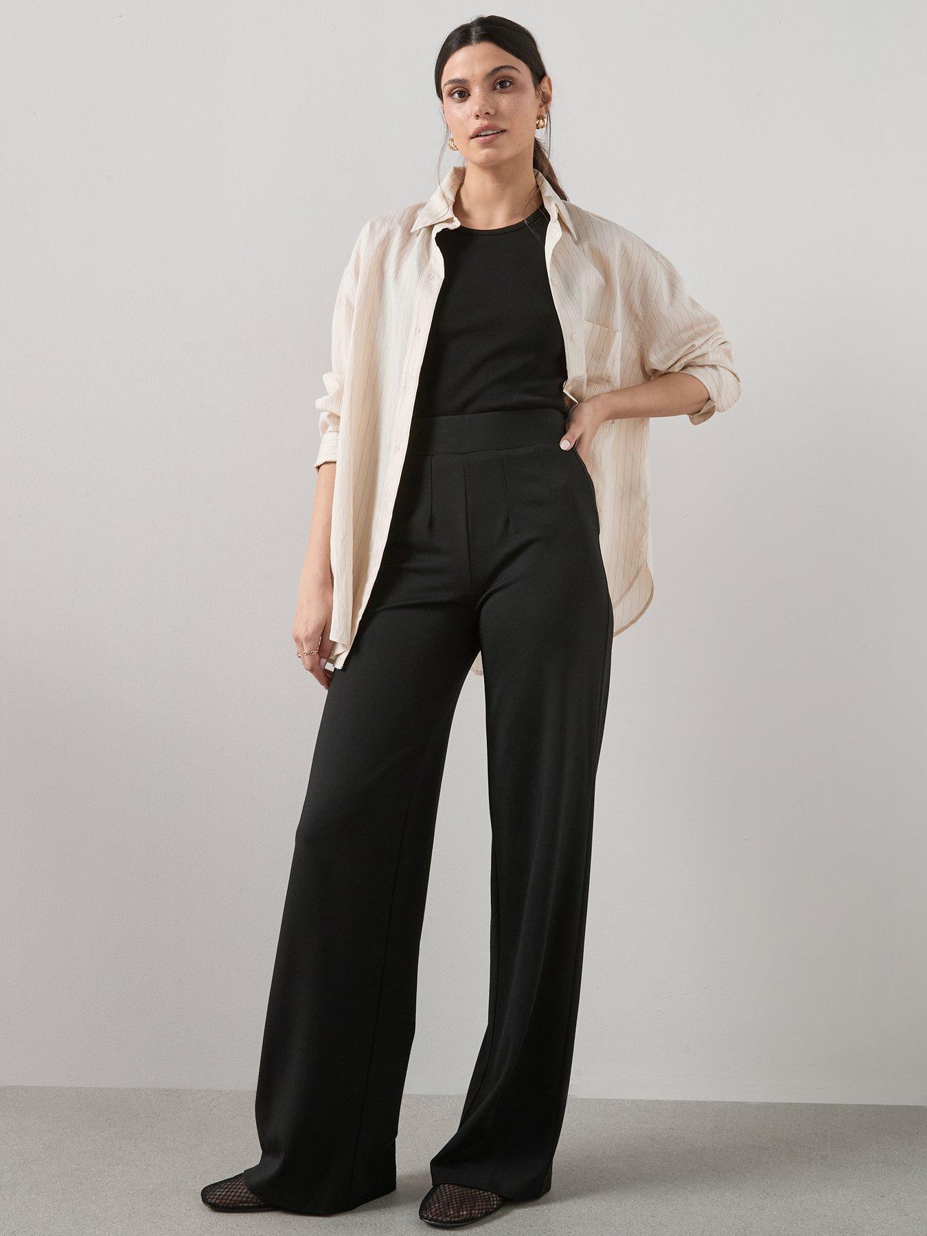 The Very Collection High Waist Wide Leg Trousers - Black