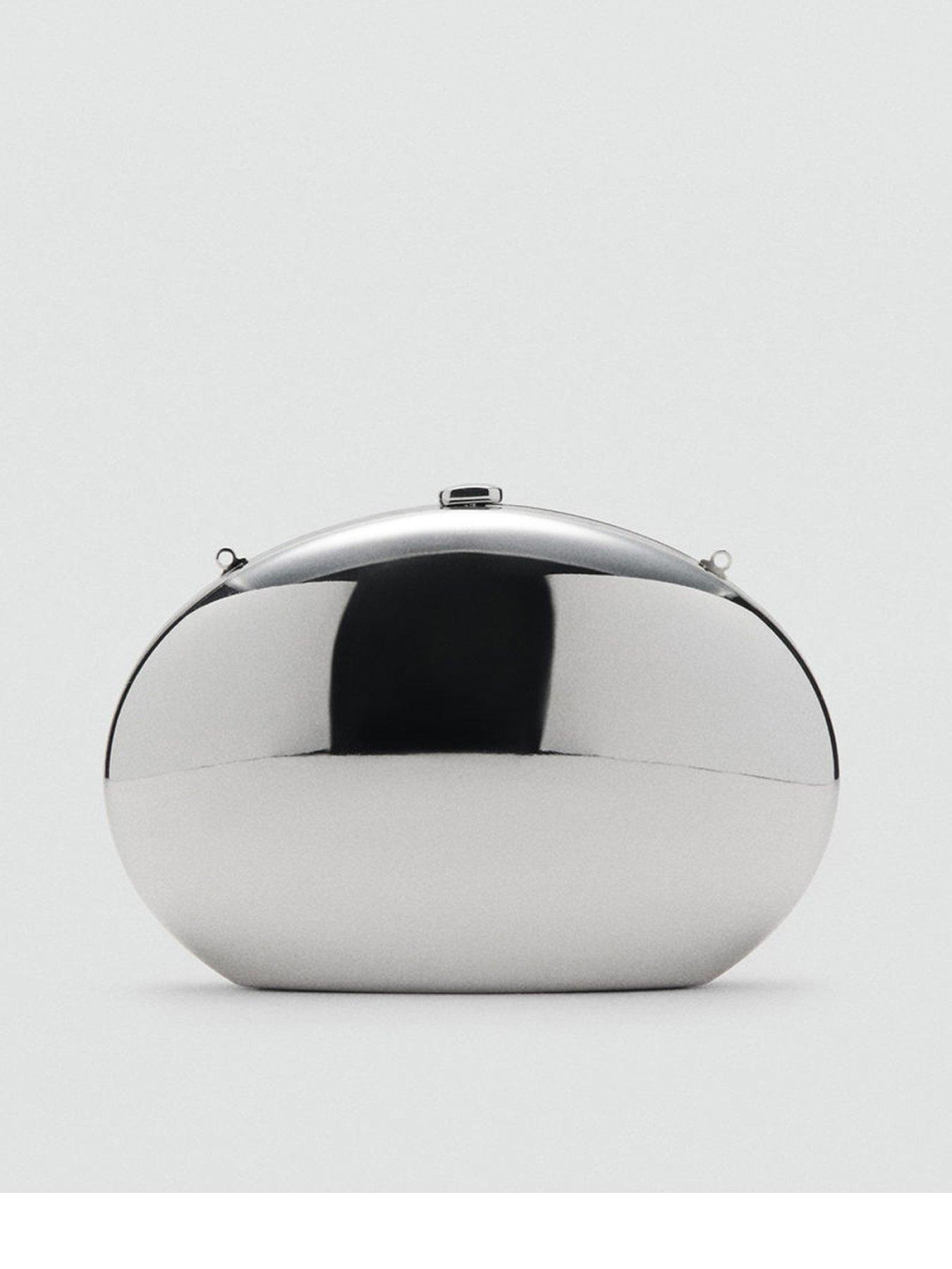 Mango Oval Clutch Bag - Silver