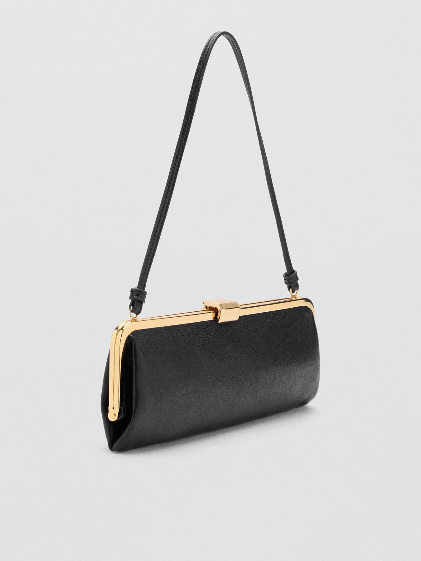 Mango Metallic Clutch Handbag