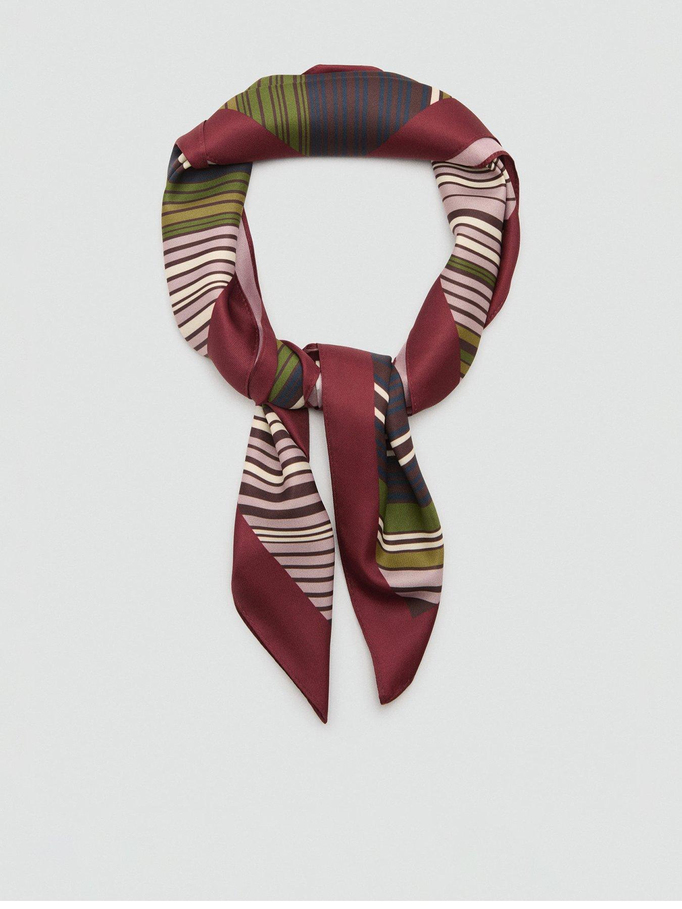 Mango Striped Satin Scarf - Red