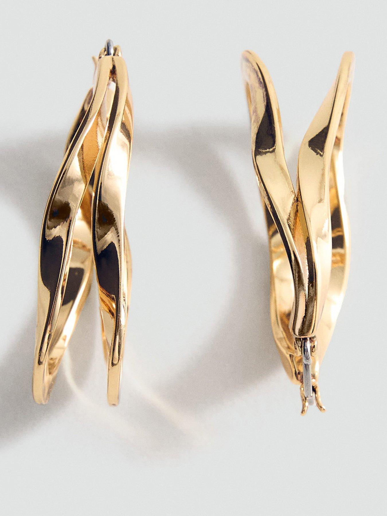 Mango Twisted Hoop Earrings - Gold