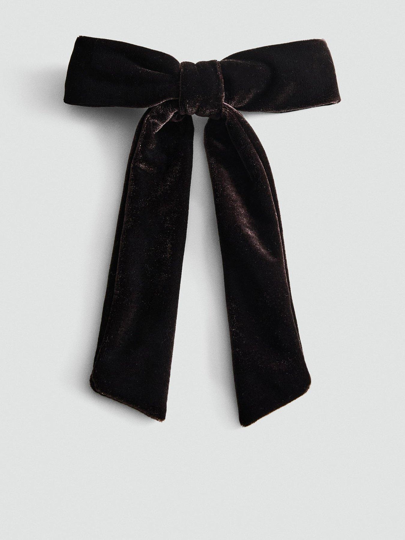 Mango Velvet Bow Hairclip - Brown
