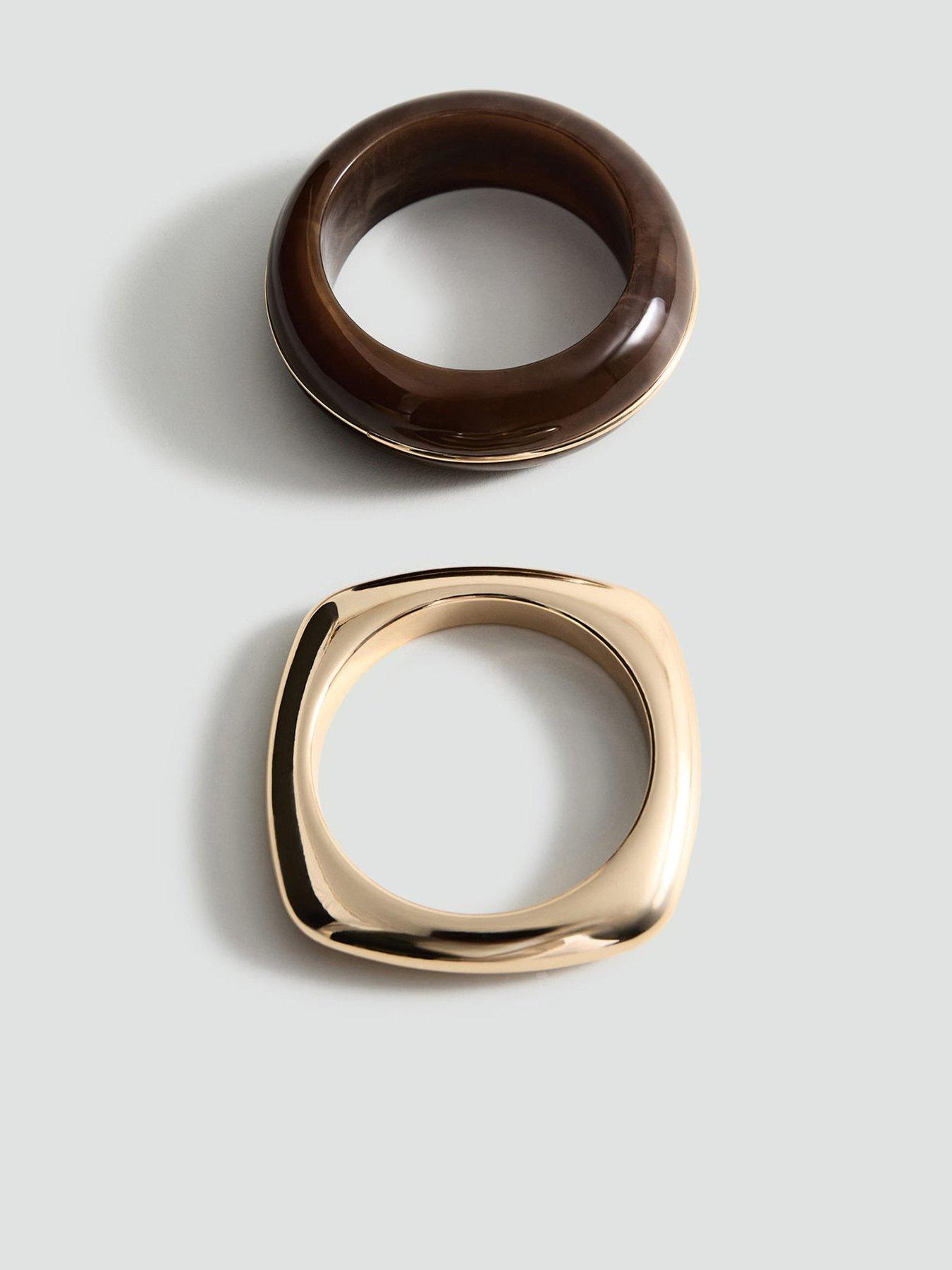 Mango Pack Of 2 Rigid Bracelets - Gold