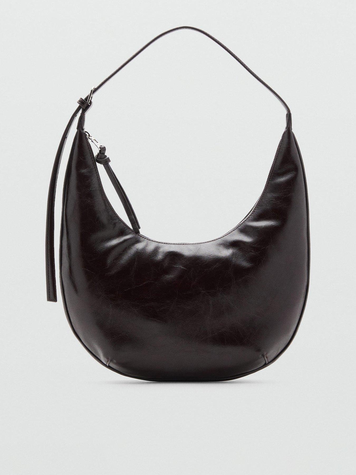 mango-medium-oval-bag-with-a-pebbled-effect-brown