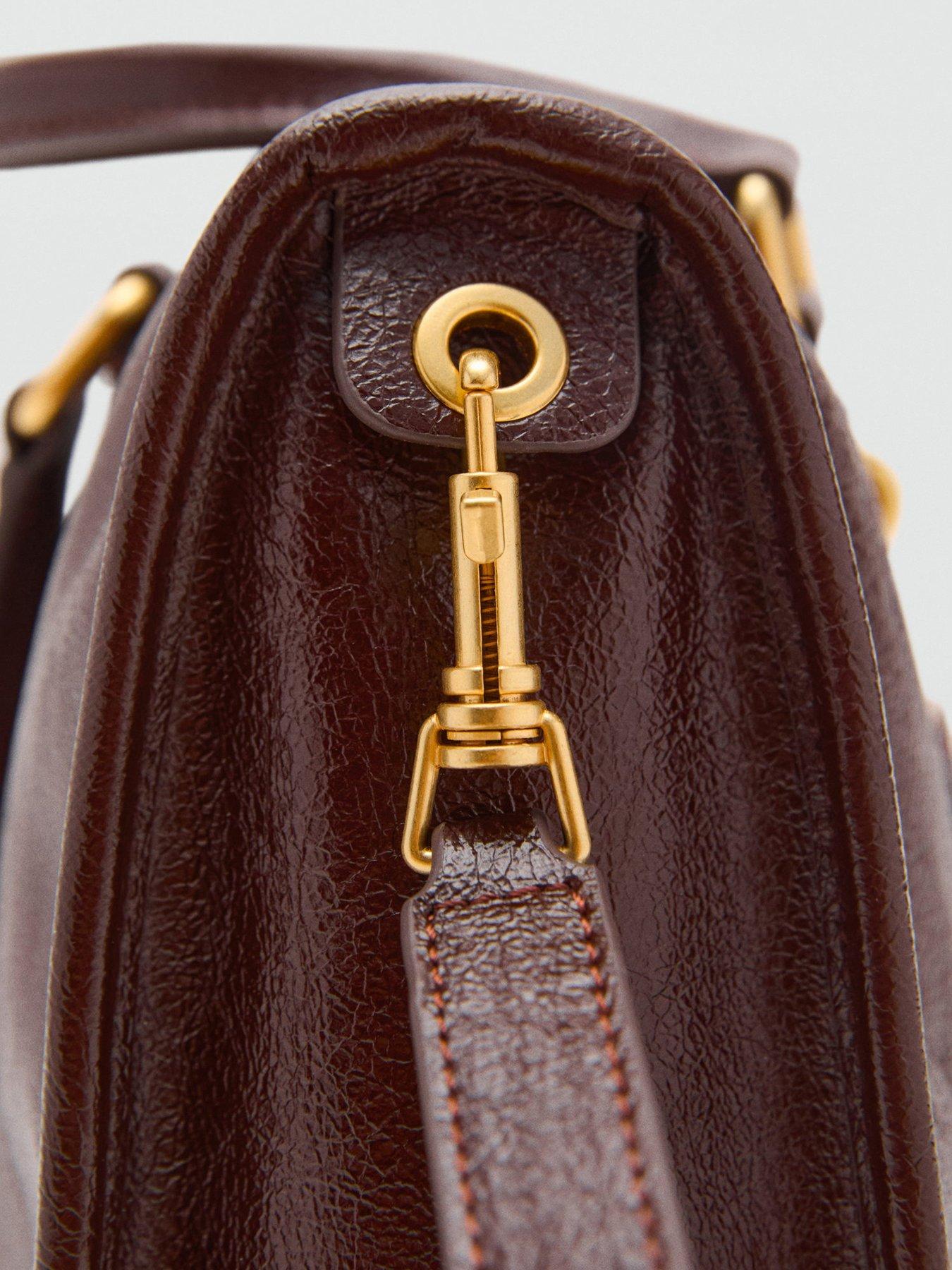 Image 2 of 6 of Mango Rectangular Handbag With Handles - Brown