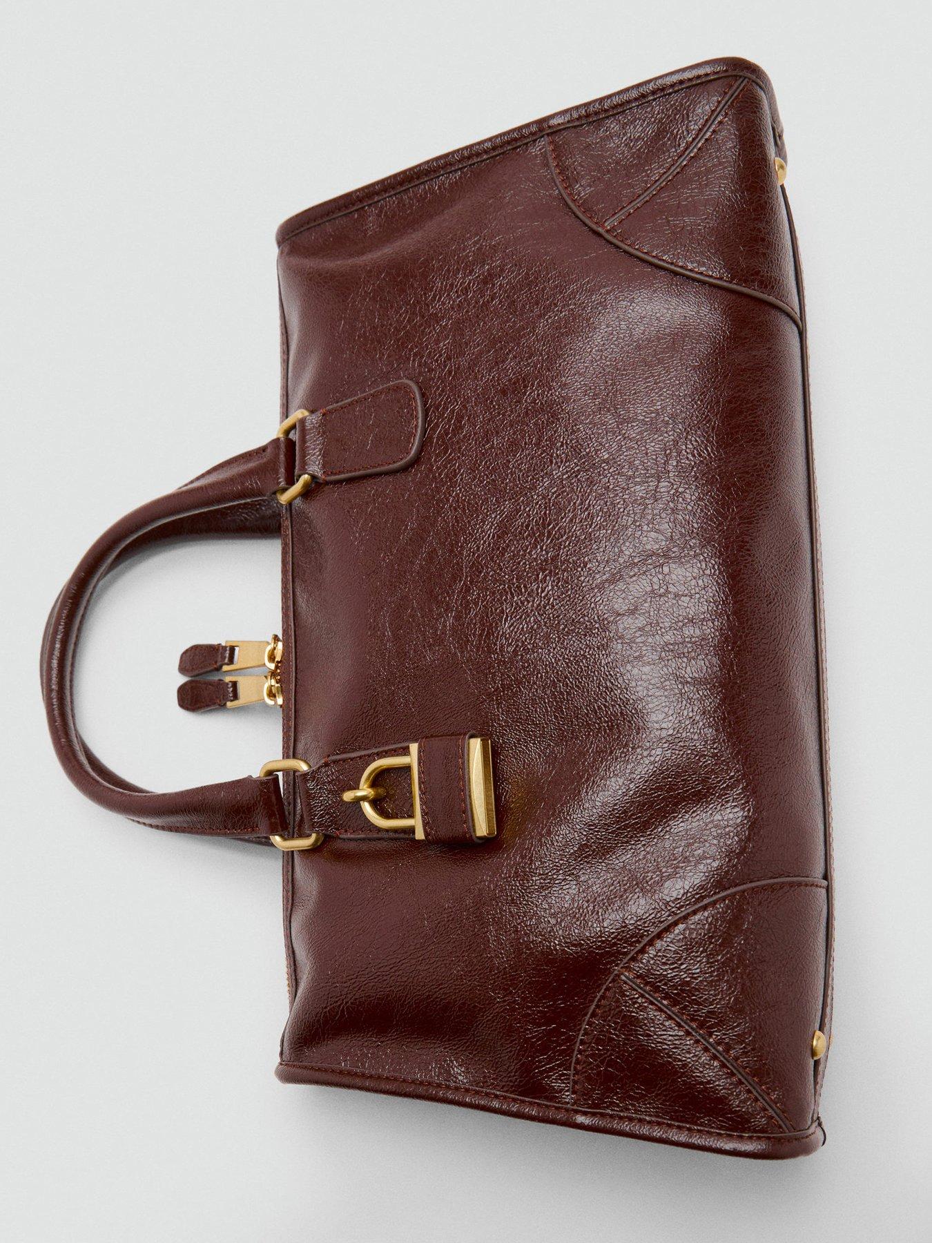 Image 5 of 6 of Mango Rectangular Handbag With Handles - Brown