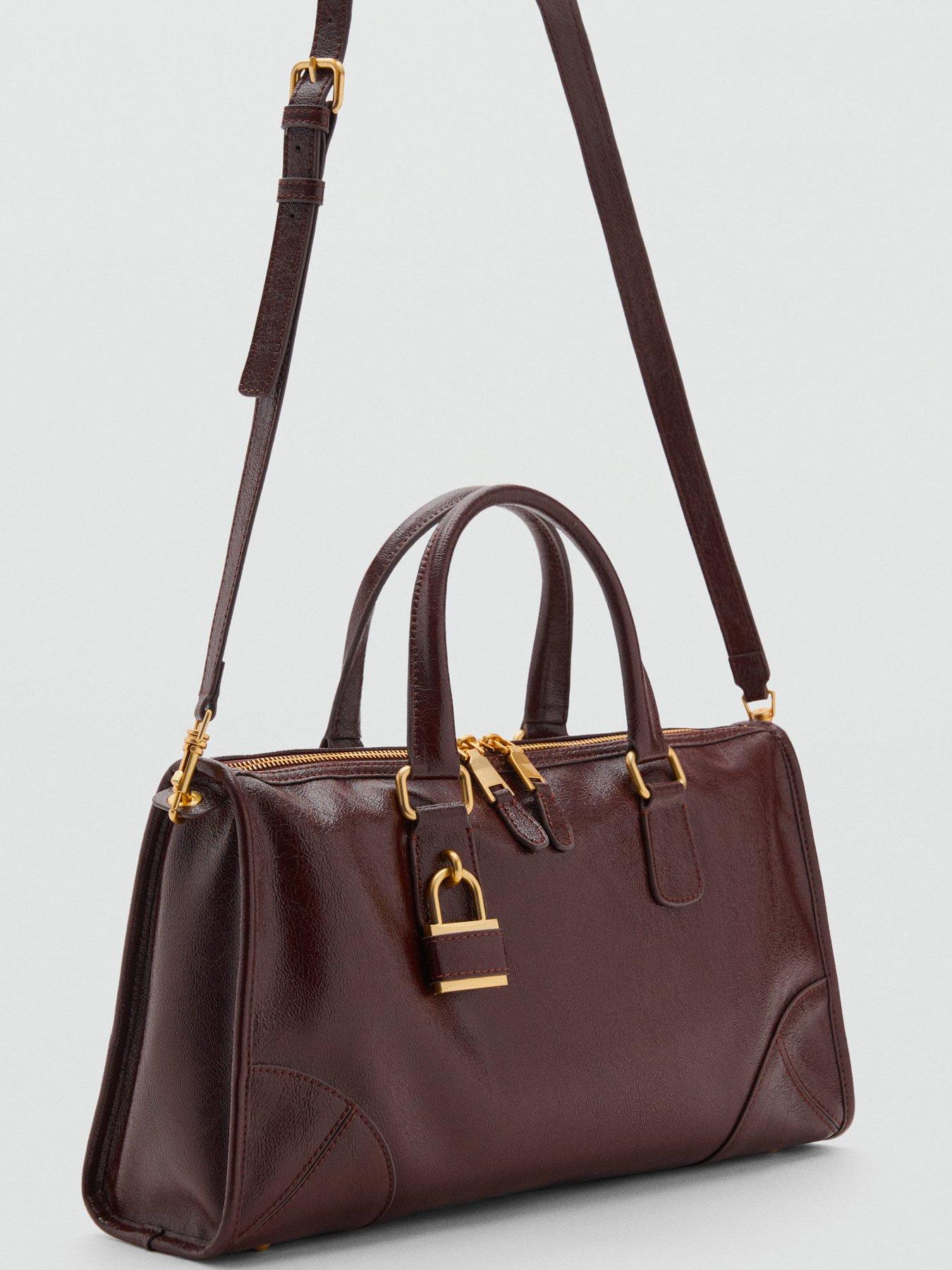 Image 6 of 6 of Mango Rectangular Handbag With Handles - Brown