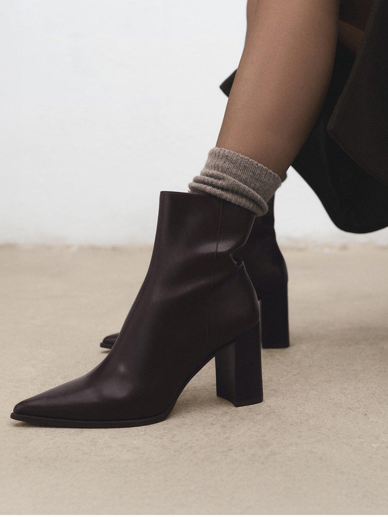 Mango Heeled Ankle Boot - Brown