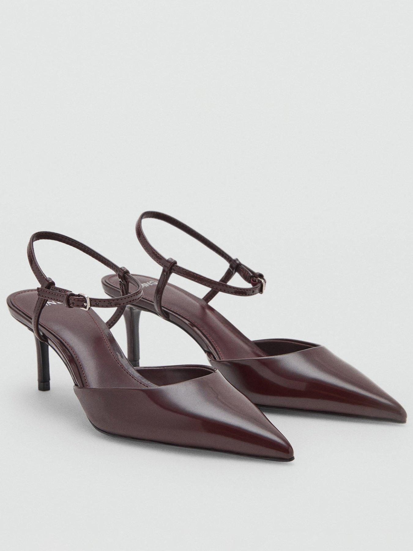 Mango Kitten Heeled Shoes With Ankle Strap - Red