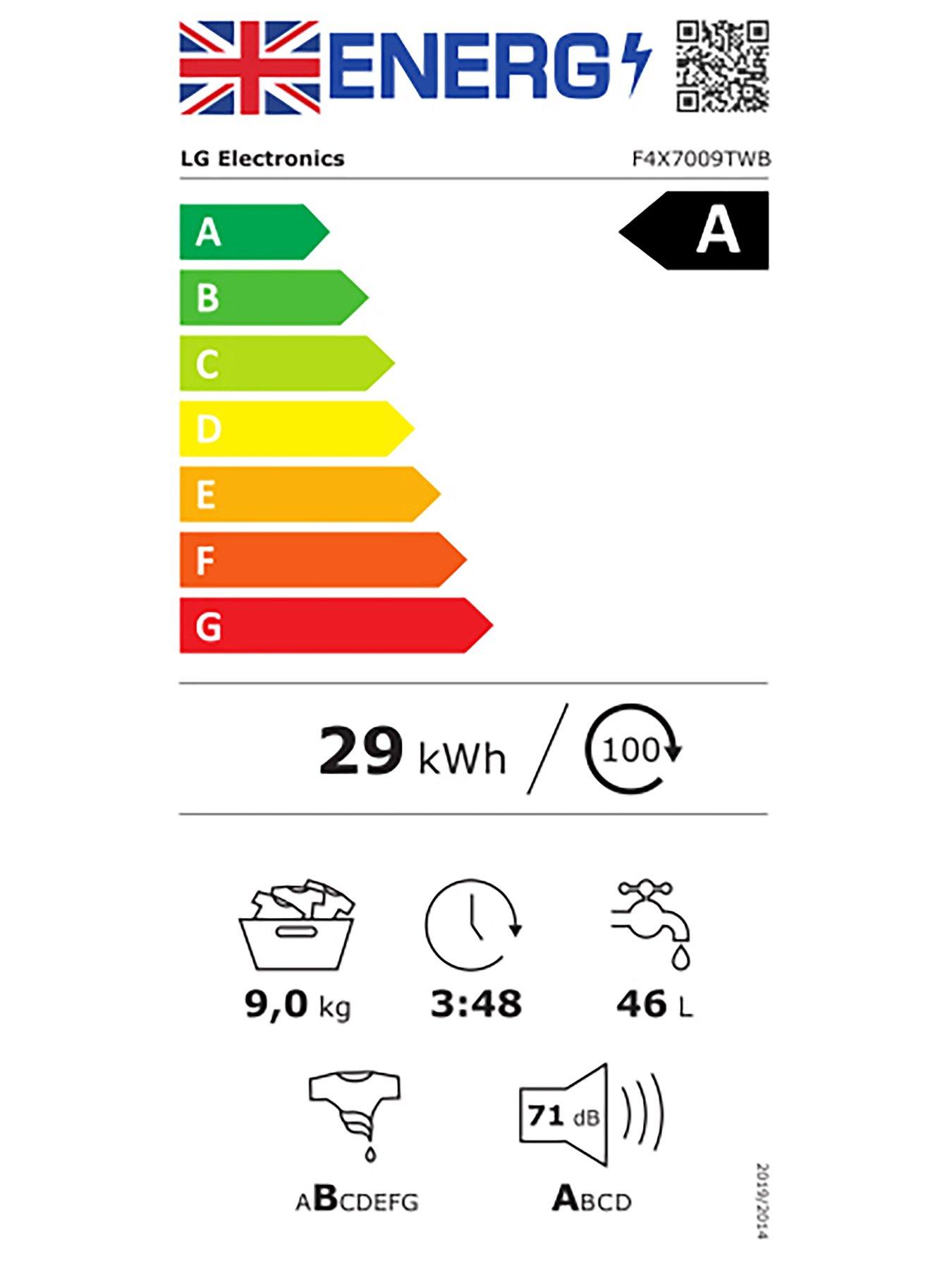 Image 7 of 7 of LG Series 7 AI Direct DriveT F4X7009TWB 9 kg 1400 Spin Washing Machine - White - A-40% Rated