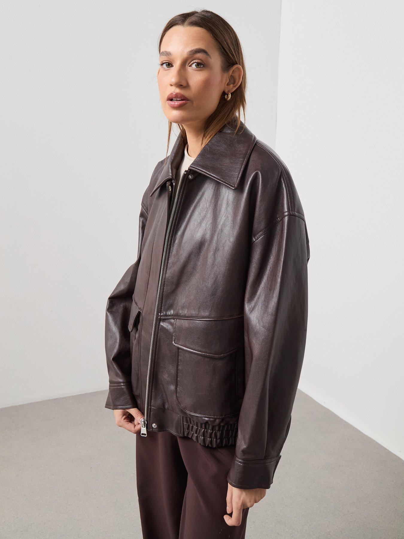 mango-oversized-leather-effect-jacket-brown
