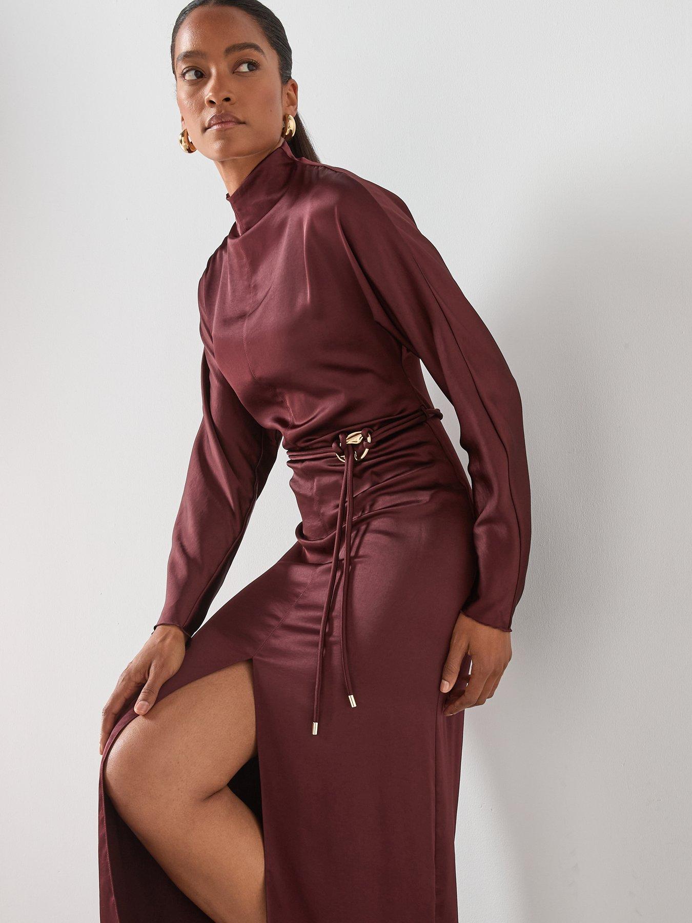 Mango High Neck Belted Dress - Purple | Very