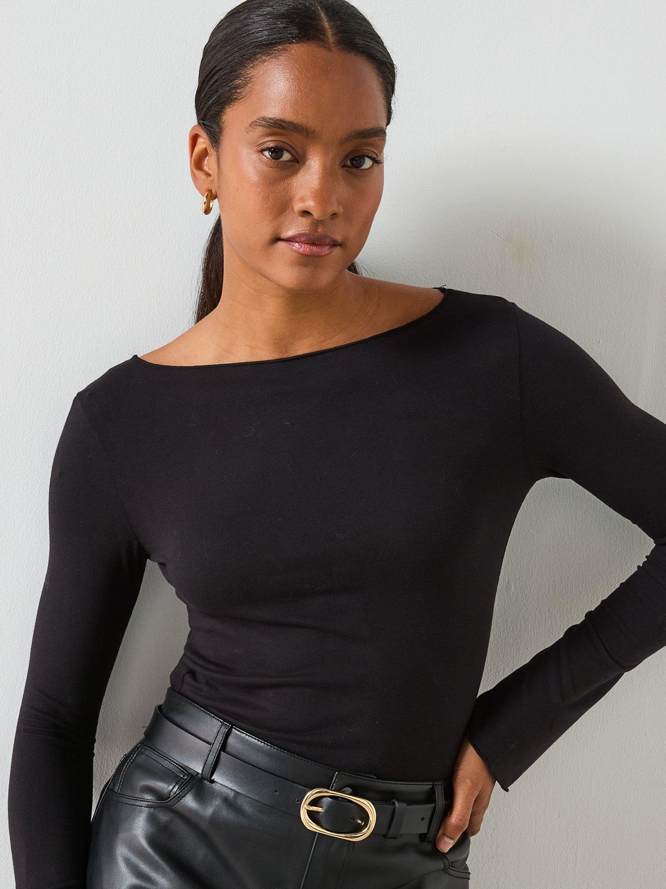 TANGUY BLACK BOATNECK T-SHIRT