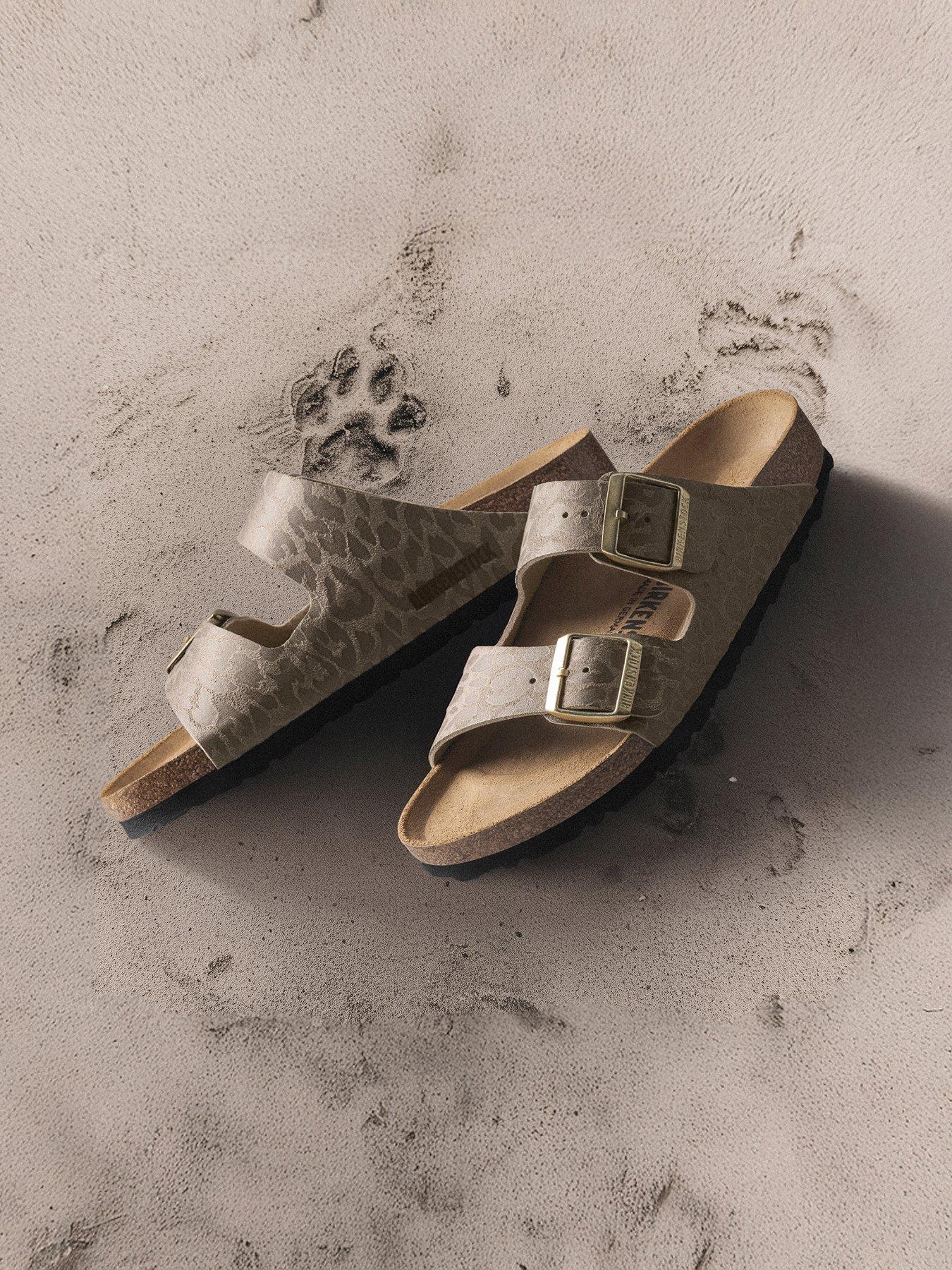 Birkenstock Arizona Leopard Foil Print Sandal - Grey Taupe