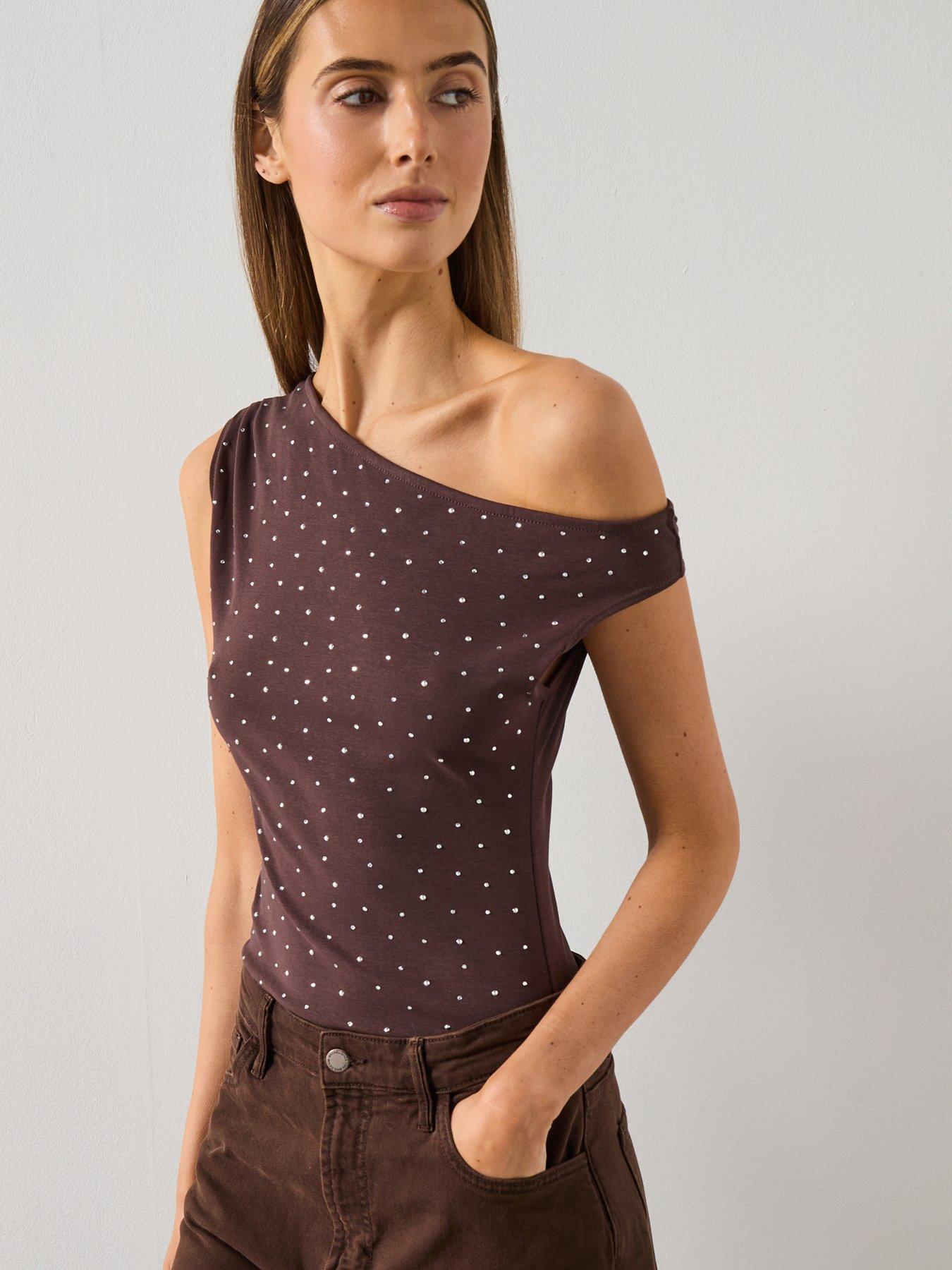 Mango Asymmetrical Top With Rhinestones