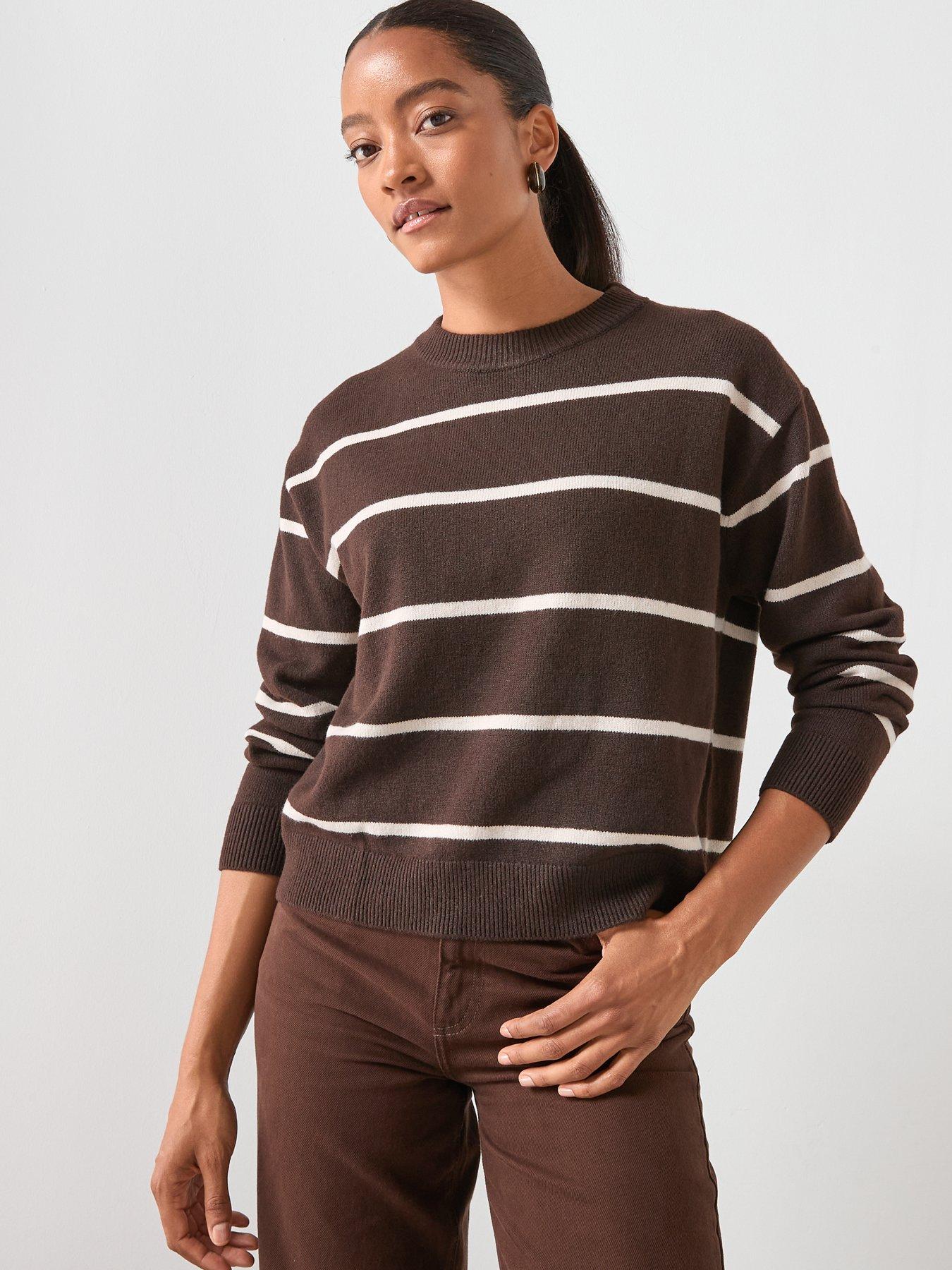 Image 6 of 6 of Mango Oversized Stripe Jumper - Brown