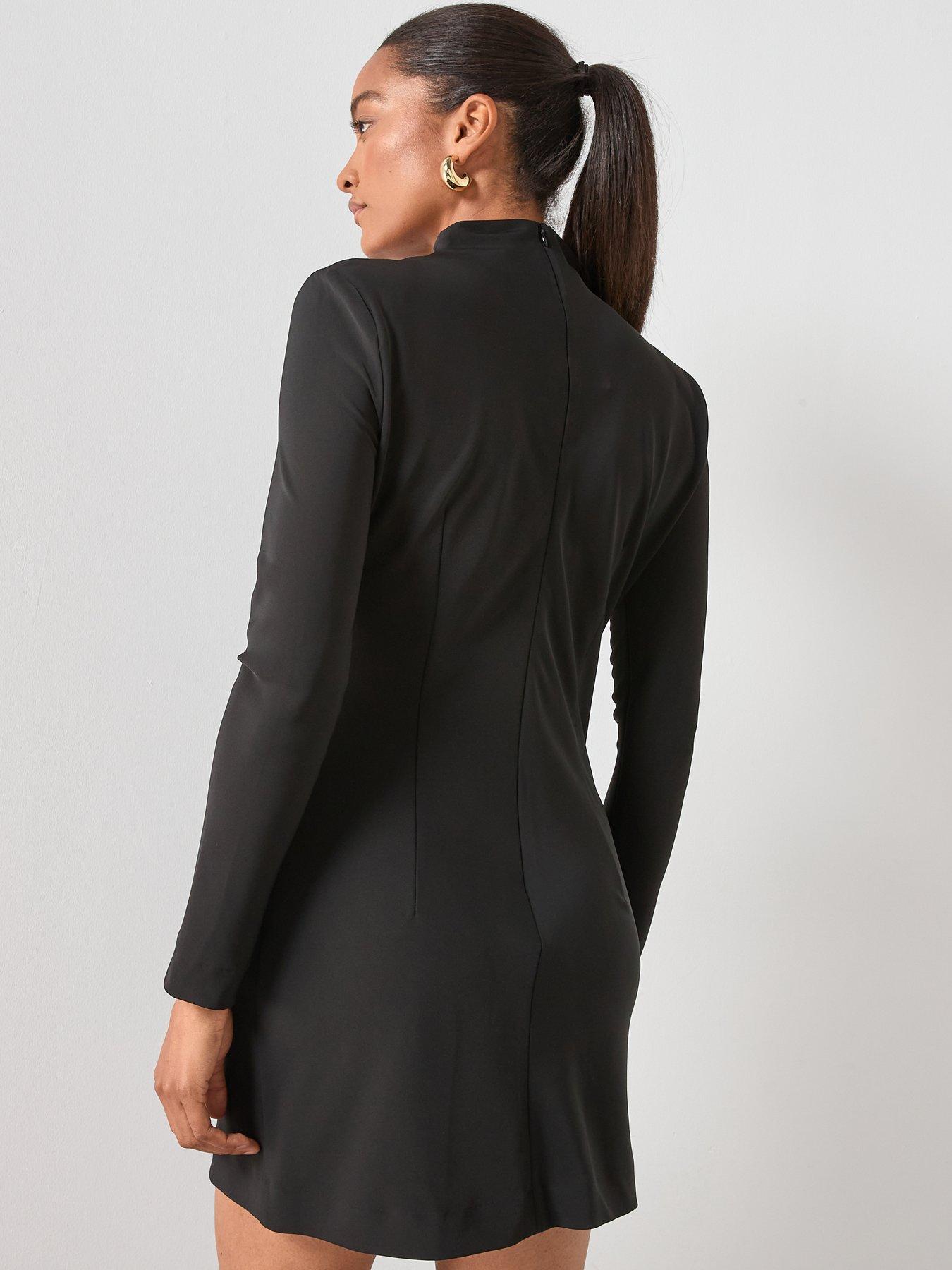 Image 2 of 6 of Mango Ruched Mini Dress - Black