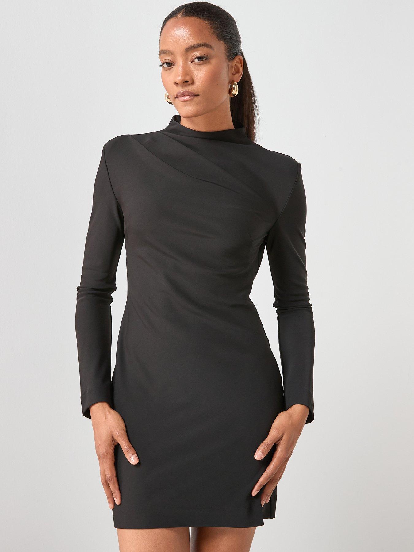 Image 3 of 6 of Mango Ruched Mini Dress - Black