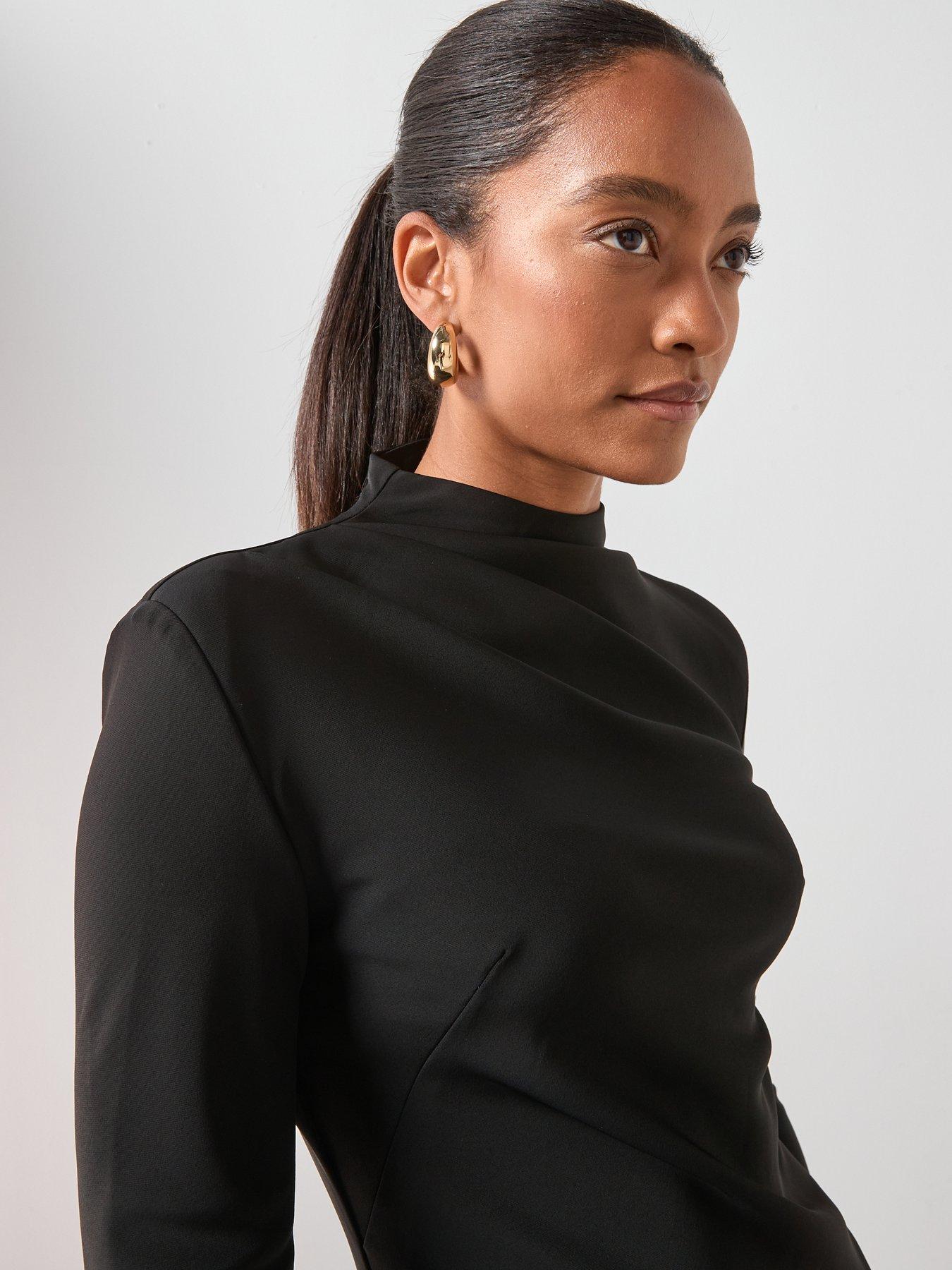 Image 4 of 6 of Mango Ruched Mini Dress - Black