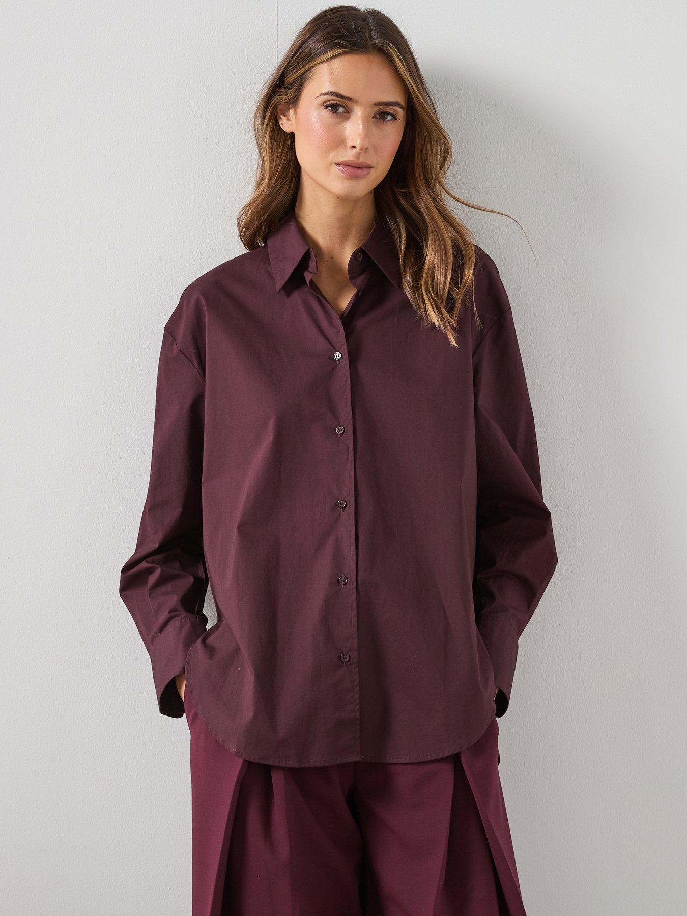 Image 1 of 5 of Mango Cotton Fitted Shirt - Brown