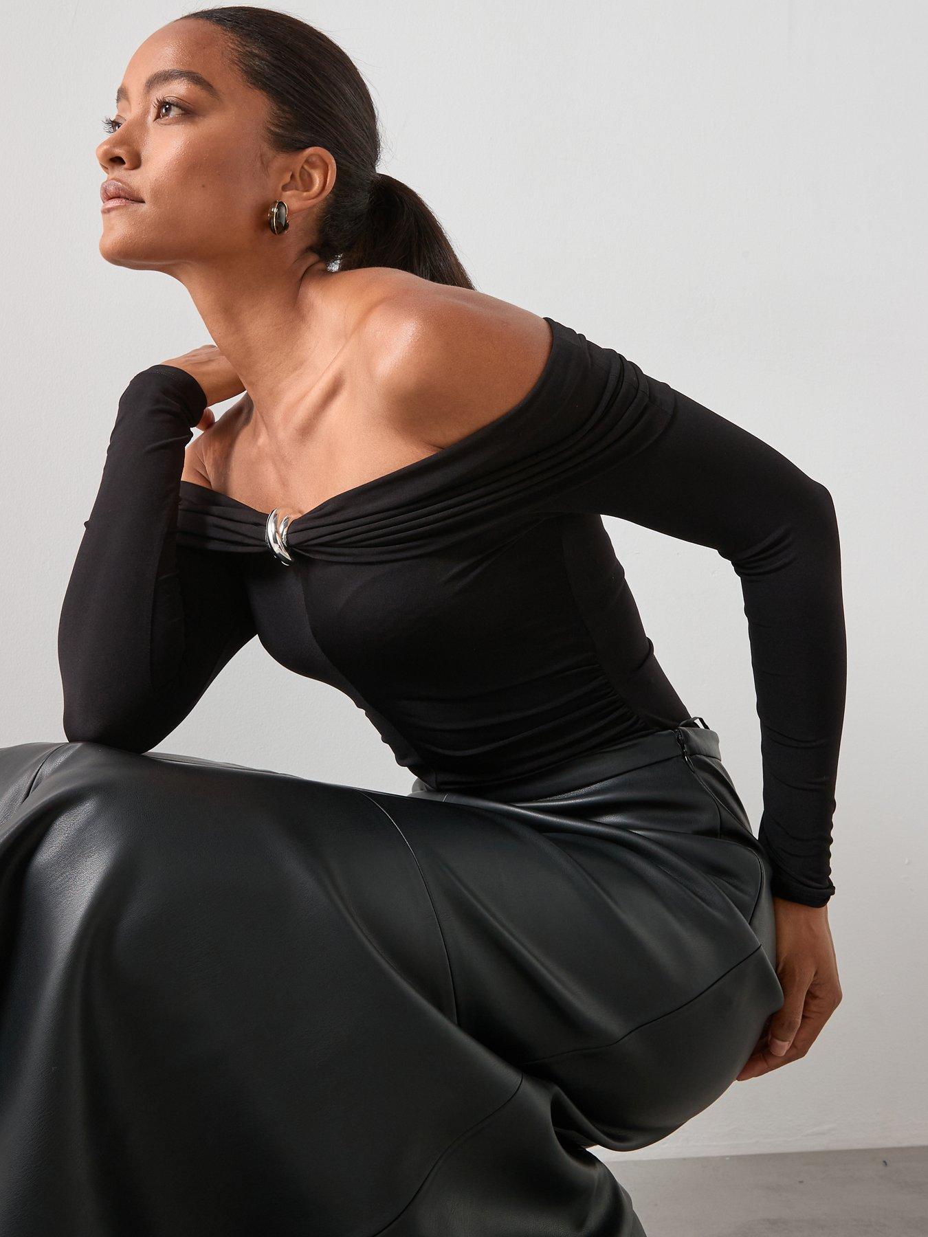 Image 6 of 6 of Mango Bardot Top &nbsp;- Black