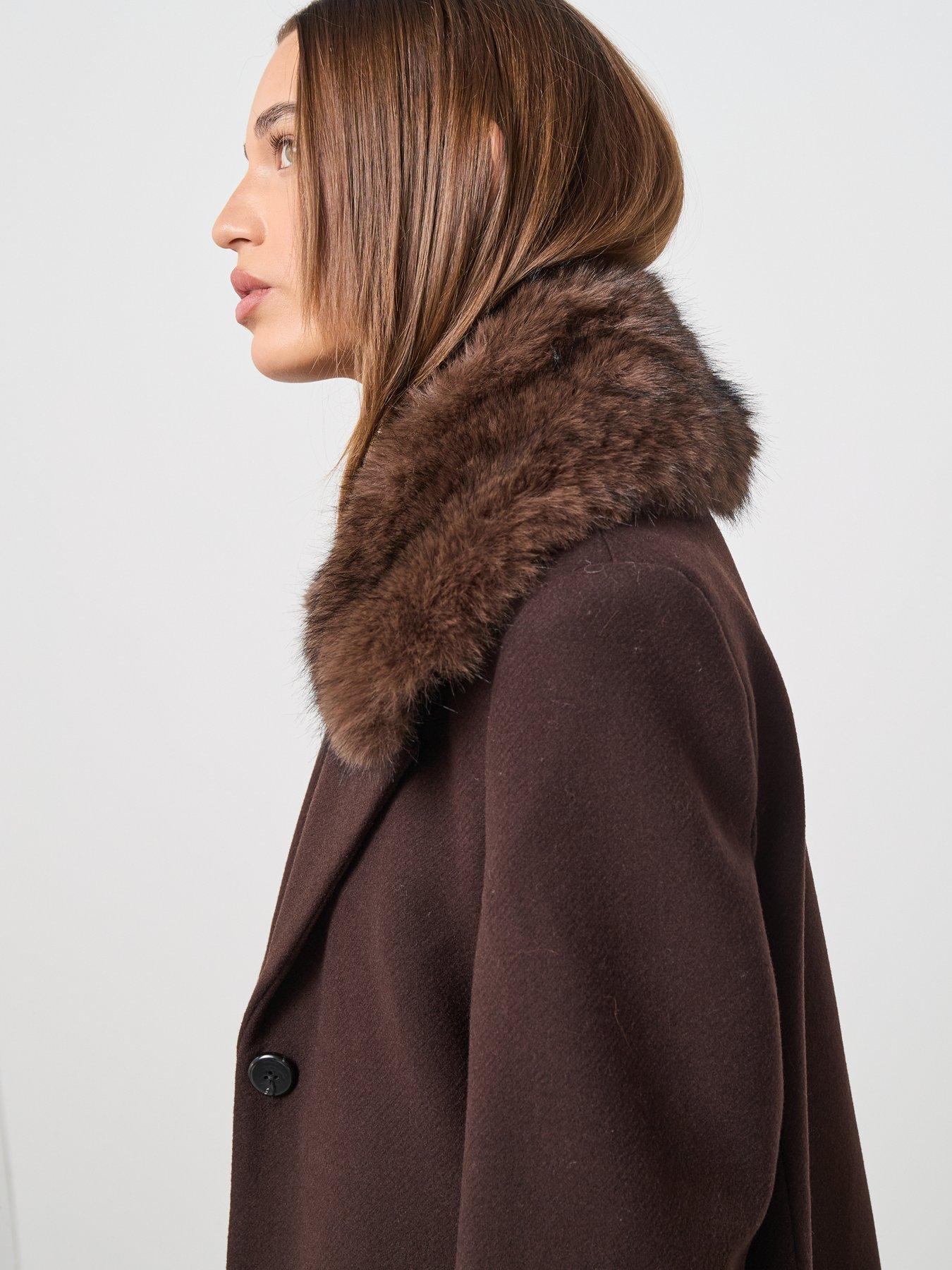 Image 4 of 6 of Mango Wool Coat With Fur Collar