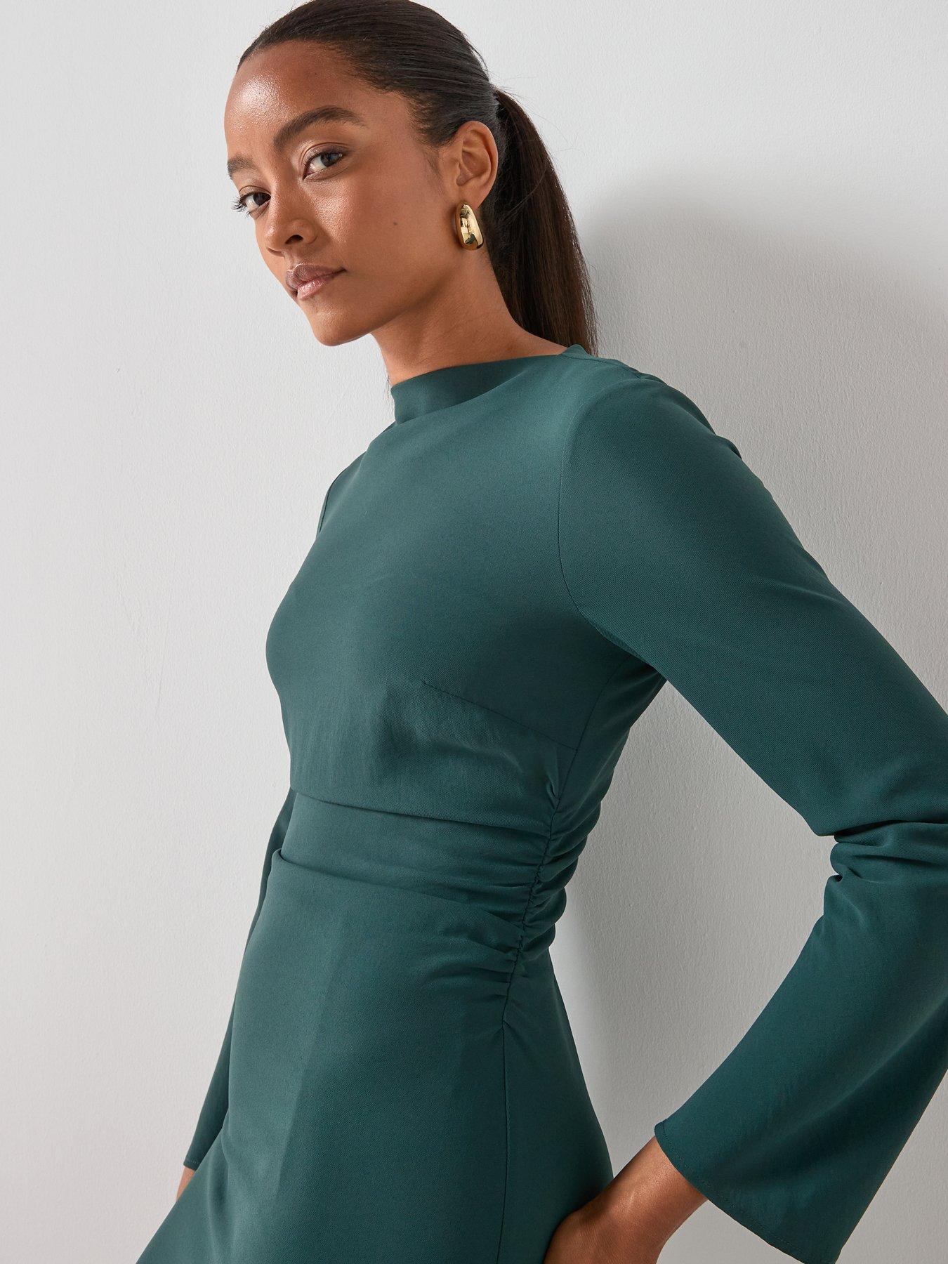 Mango Boat Neck Ruched Dress