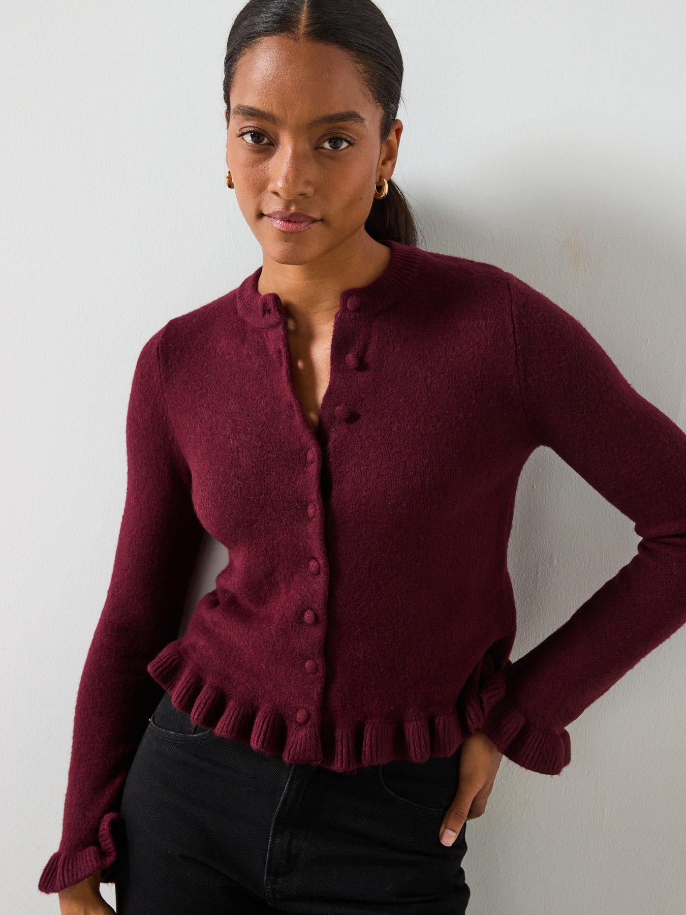 mango-ruffle-knit-cardigan