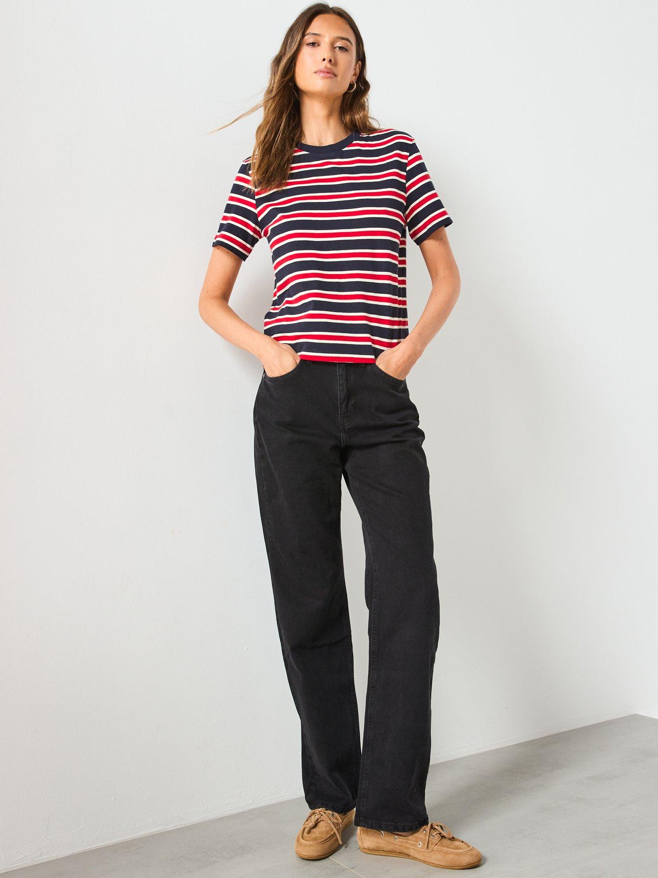 Image 3 of 6 of Mango Striped Cotton T-Shirt - Navy