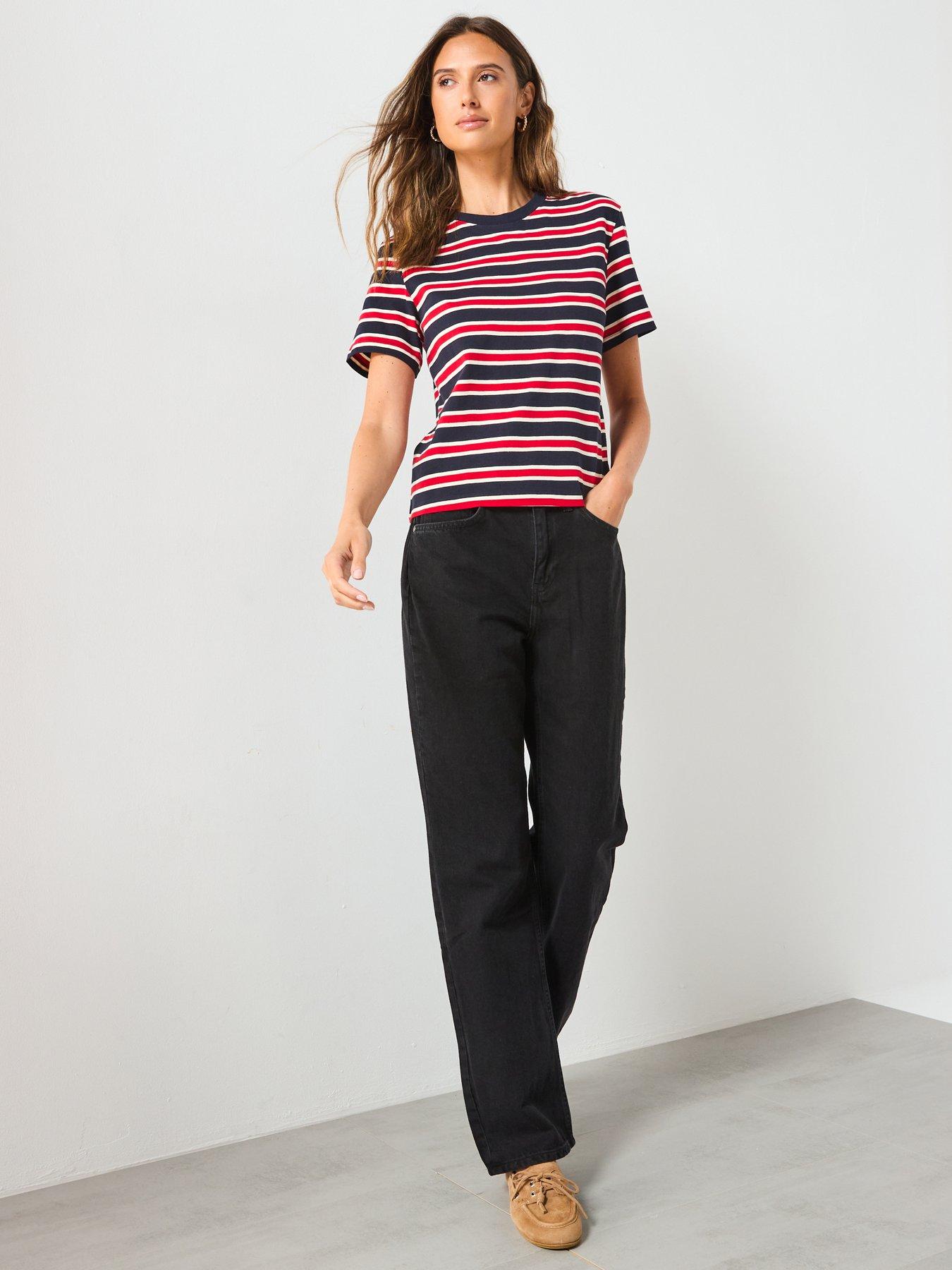 Image 5 of 6 of Mango Striped Cotton T-Shirt - Navy