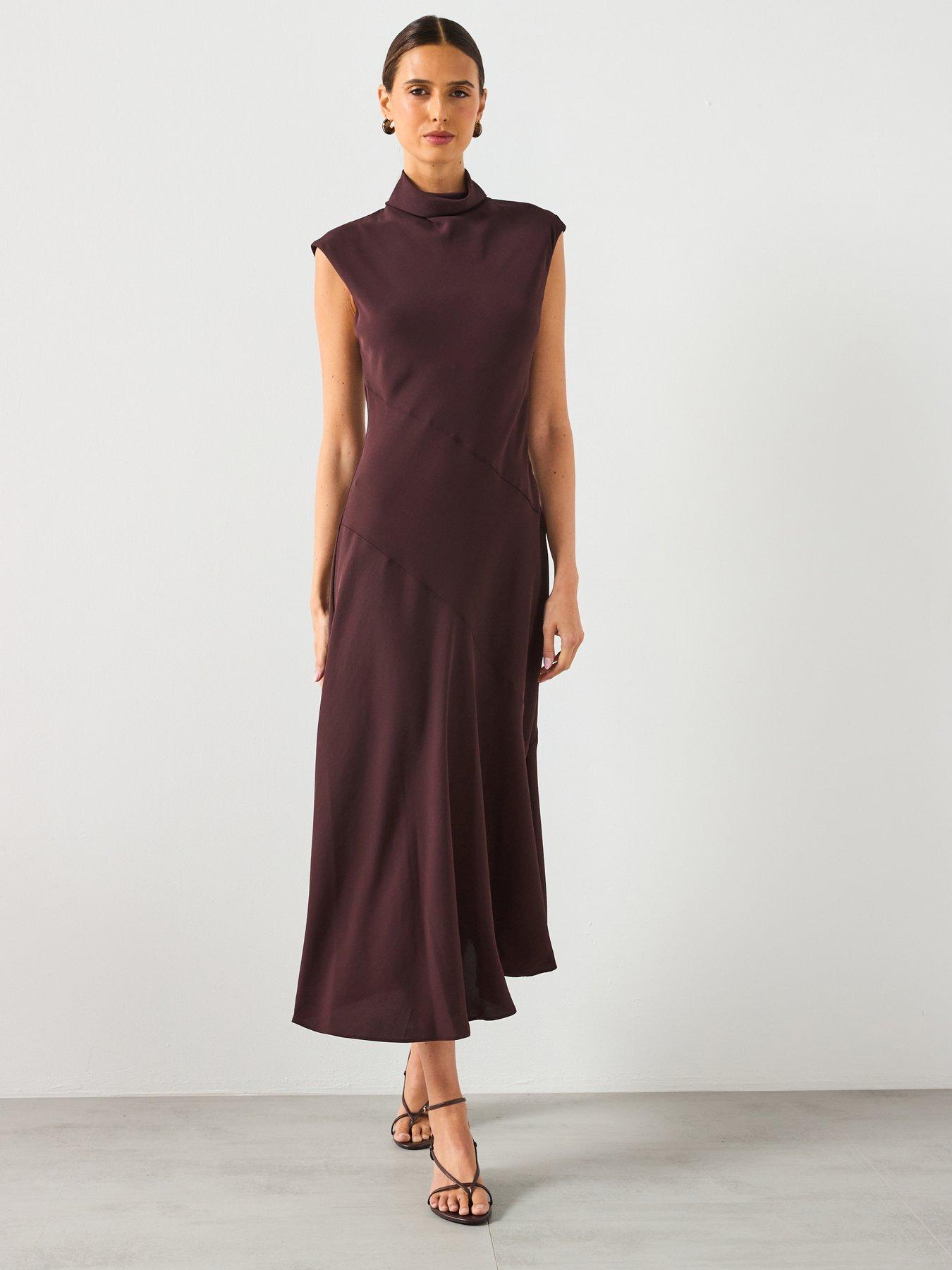 navy blue dress for baby girl Maroon A-line Turtleneck Dress , Super cute for fall main image 0