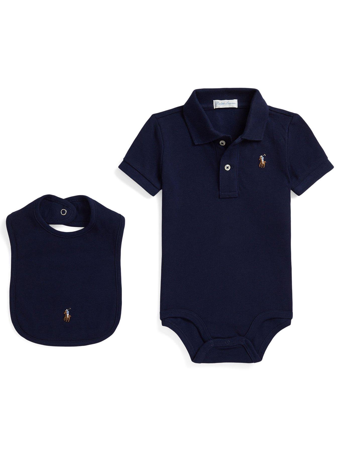 Polo Ralph Lauren Baby Boys Bodysuit  &  Bib Gift Box Set - Navy