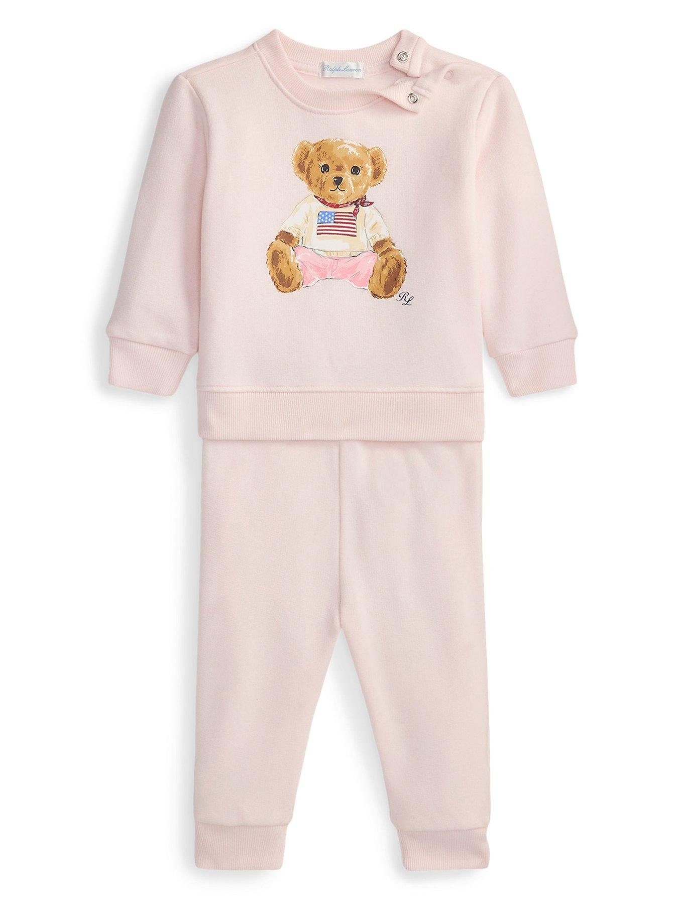 Polo Ralph Lauren Baby Girls Bear Sweat & Pant Set, Light Pink, Size 6 Months