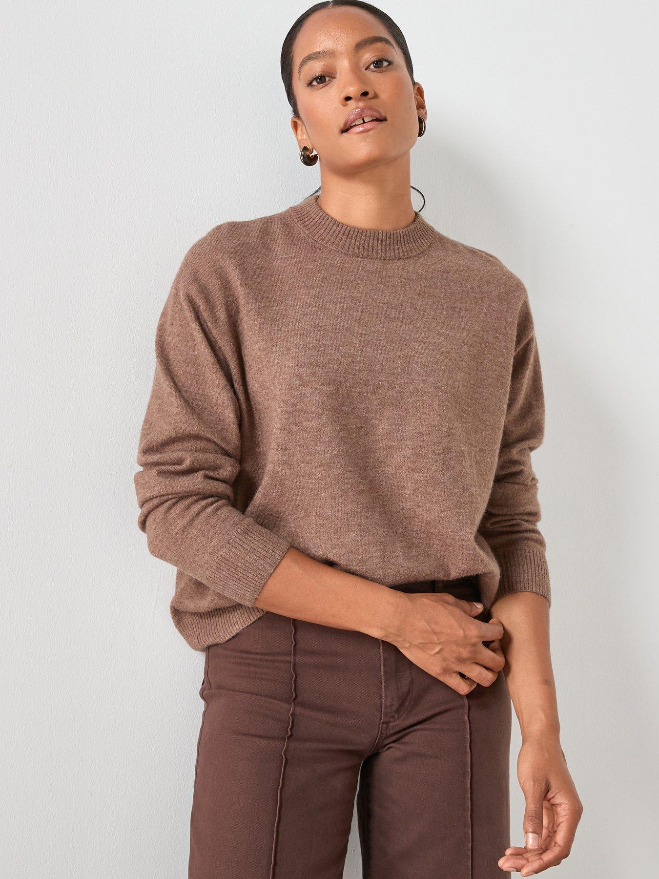Image 1 of 5 of Mango Oversized Jersey With Ribbed Trim - Grey