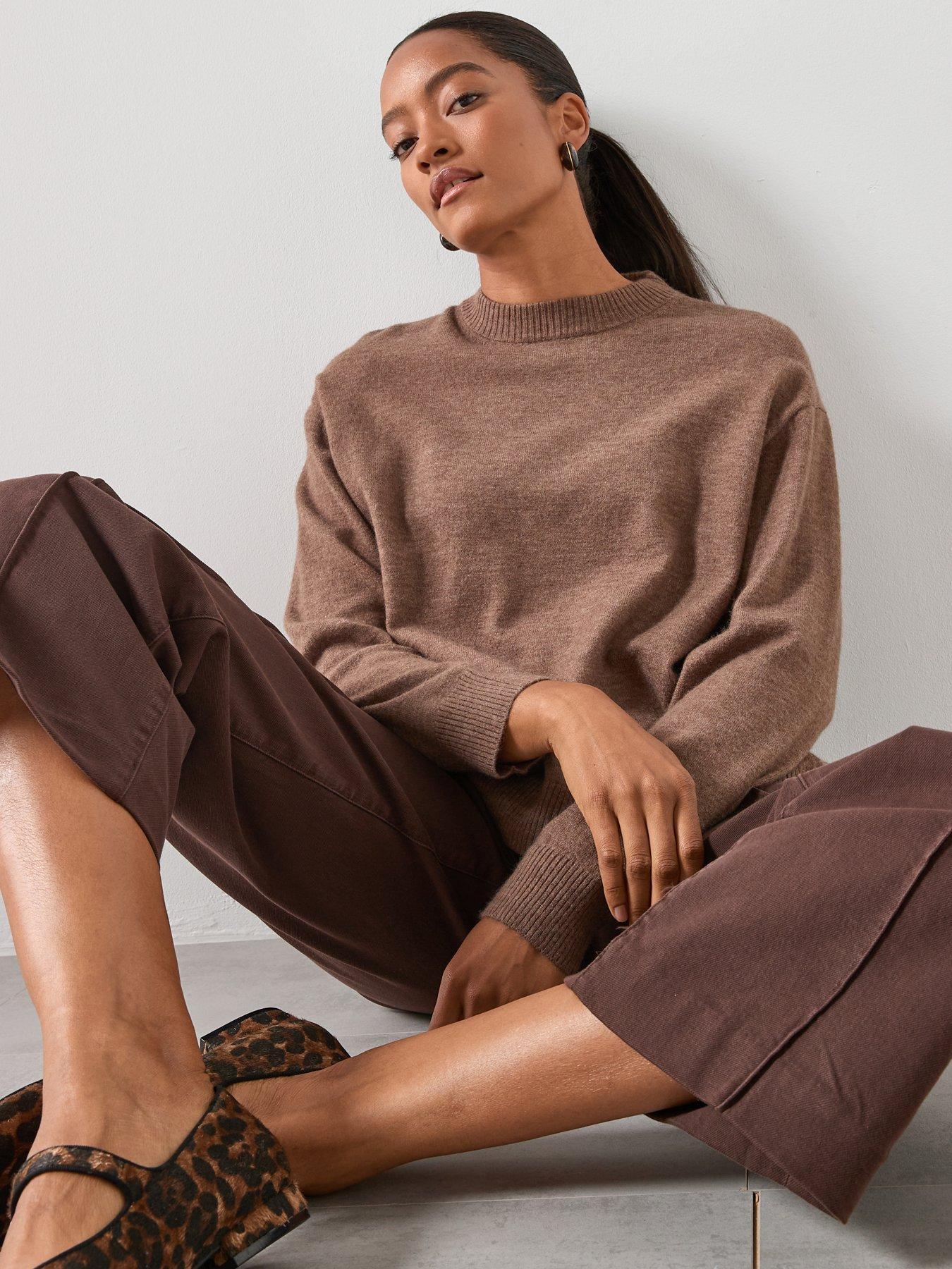 Image 5 of 5 of Mango Oversized Jersey With Ribbed Trim - Grey