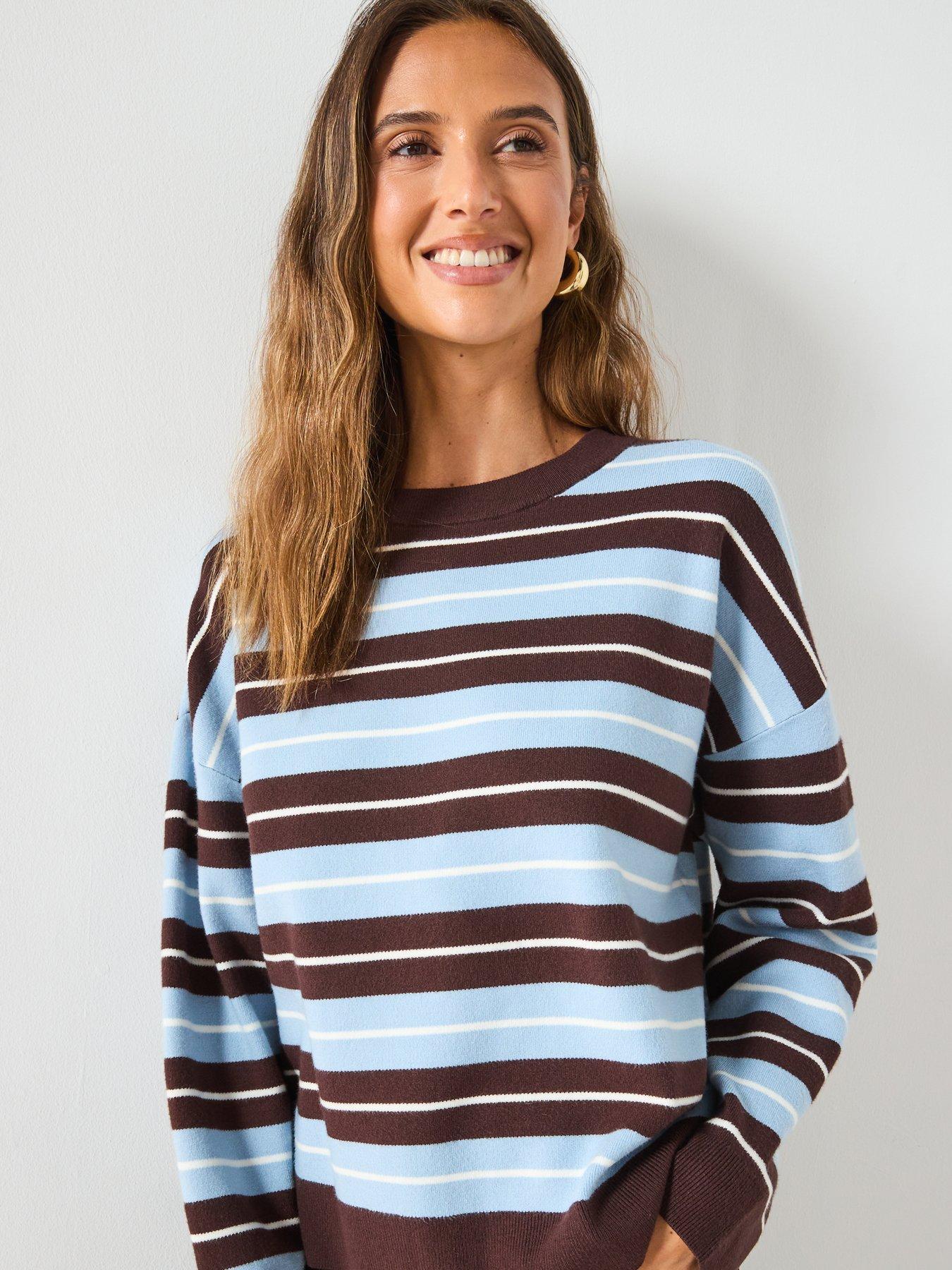 Mango Oversized Striped Sweater Brown Very