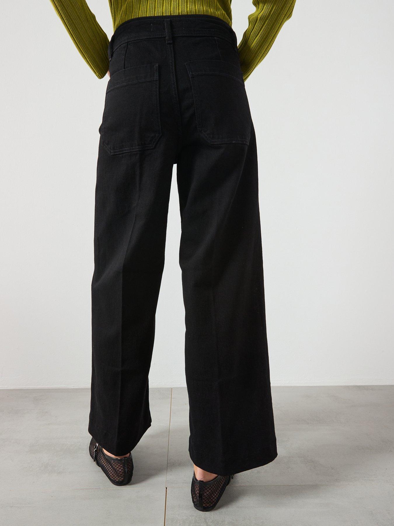 Image 2 of 6 of Mango Jessie Wide Leg Jeans With Pockets - Black
