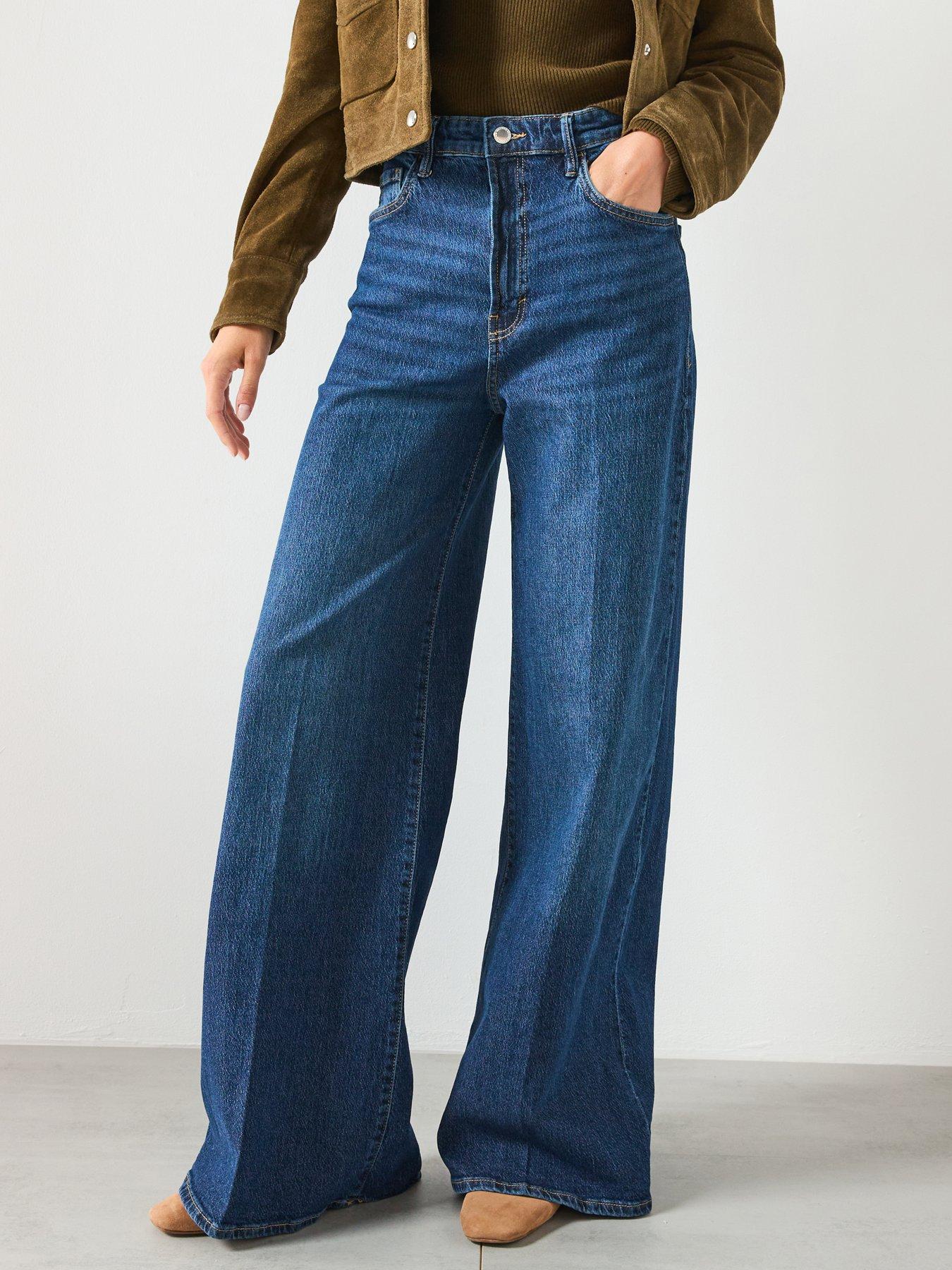 Mango Elise High Waisted Wide Leg Jeans - Blue