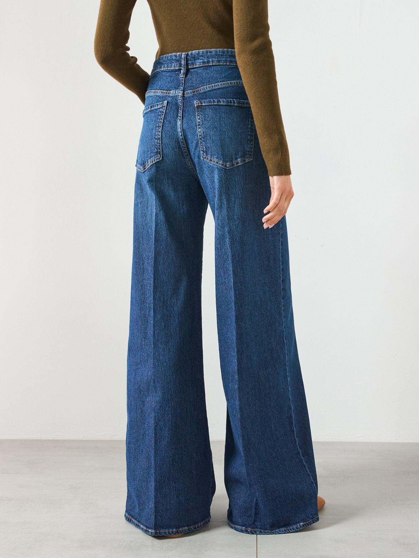 Image 2 of 6 of Mango Elise High Waisted Wide Leg Jeans - Blue