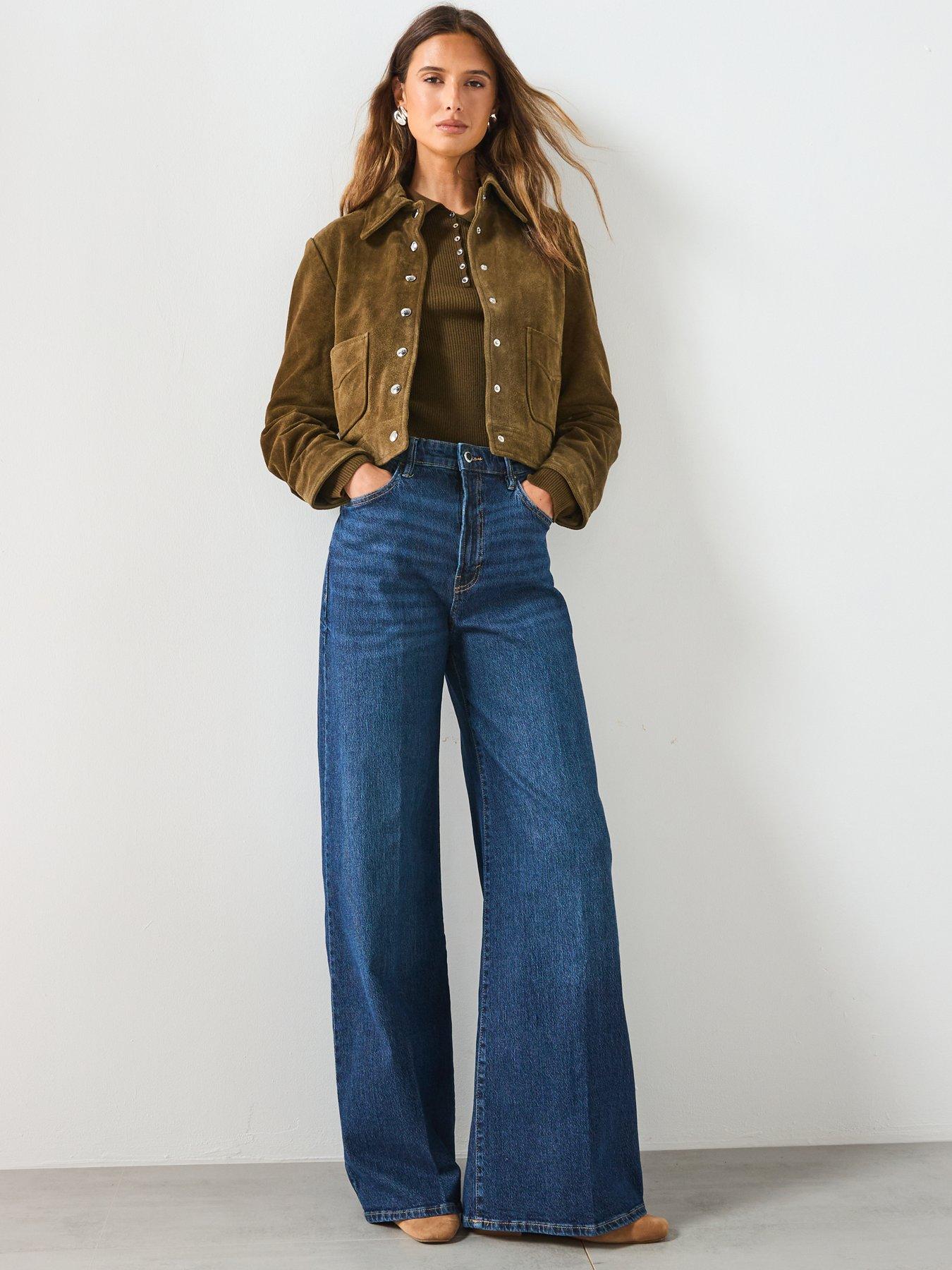 Image 3 of 6 of Mango Elise High Waisted Wide Leg Jeans - Blue