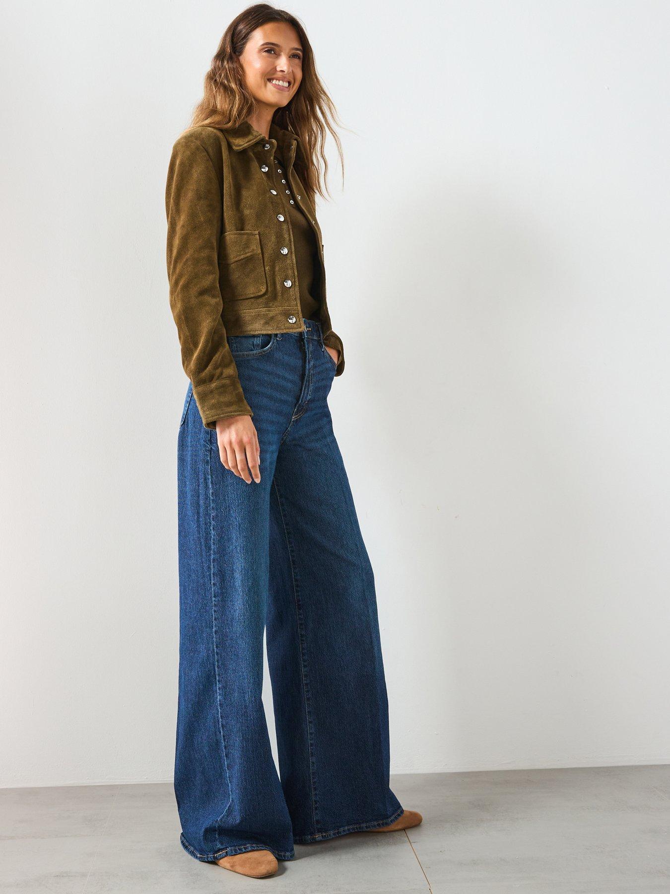 Image 5 of 6 of Mango Elise High Waisted Wide Leg Jeans - Blue