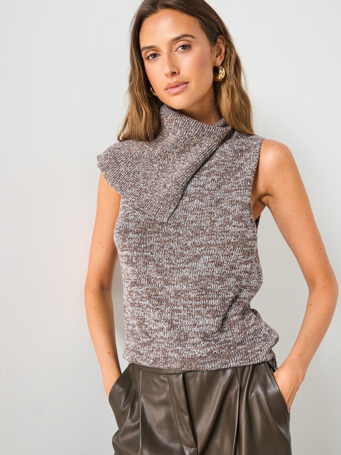 Mango Waistcoat With Mottled Wrap Collar - Beige