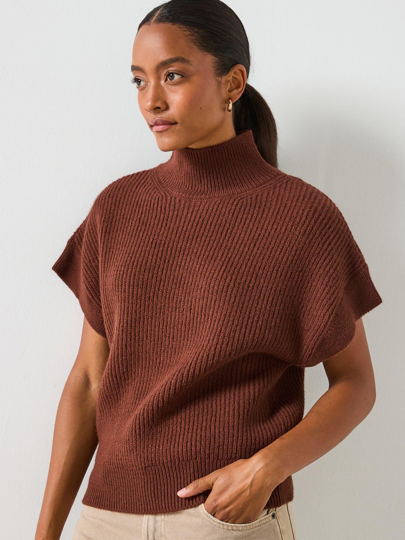 Mango Perkins Neck Short Sleeved Sweater