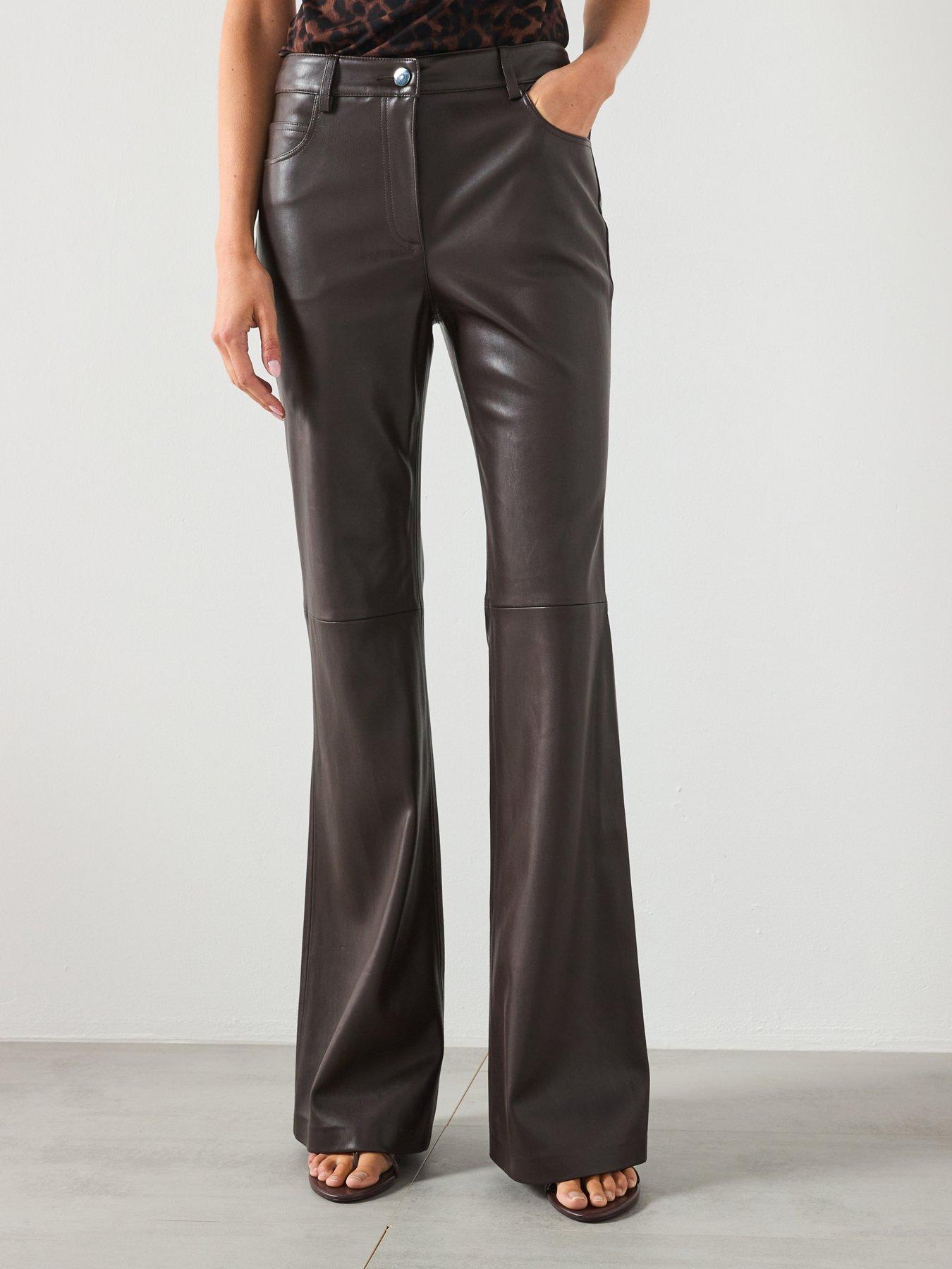 Mango Leather Effect Skinny Trousers - Brown