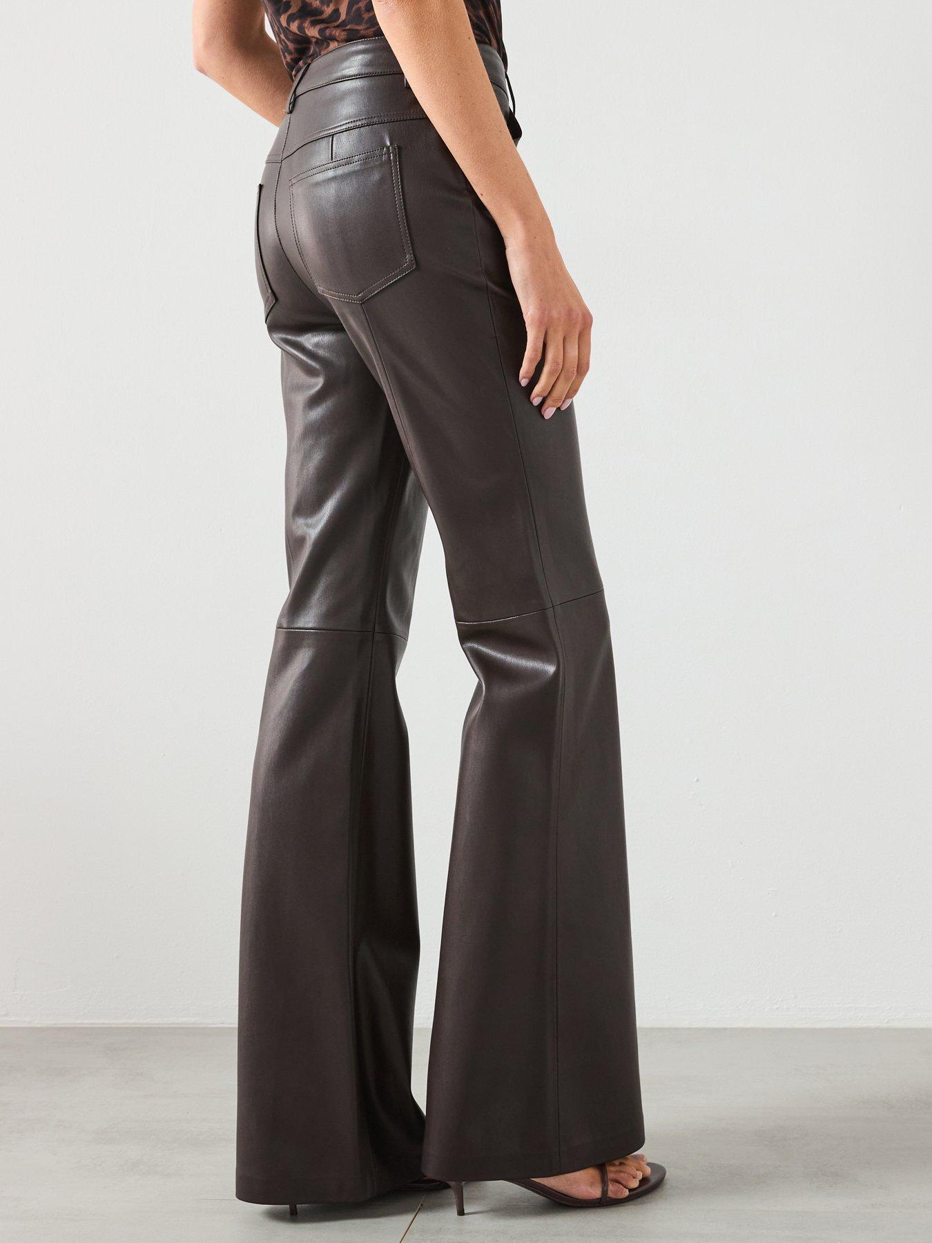 Mango Leather Effect Skinny Trousers Brown Very