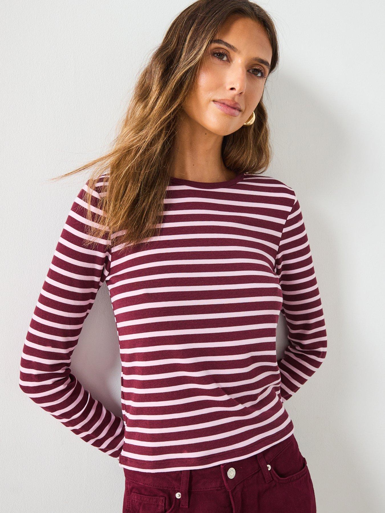 Mango Long Sleeved Striped T-Shirt - Pink